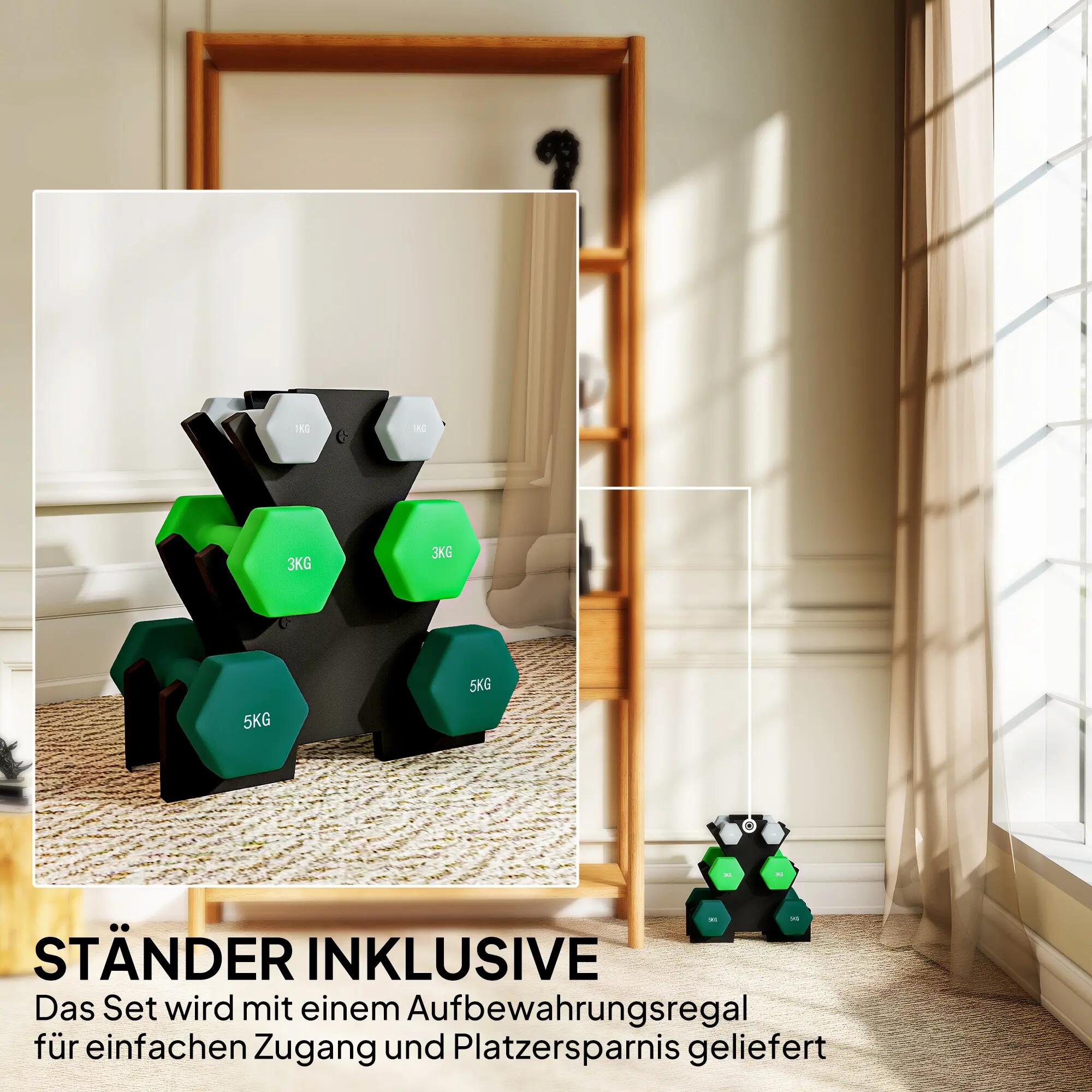 Ensemble d'haltères avec support de rangement, comprenant 6 haltères pour l'entr 7/9