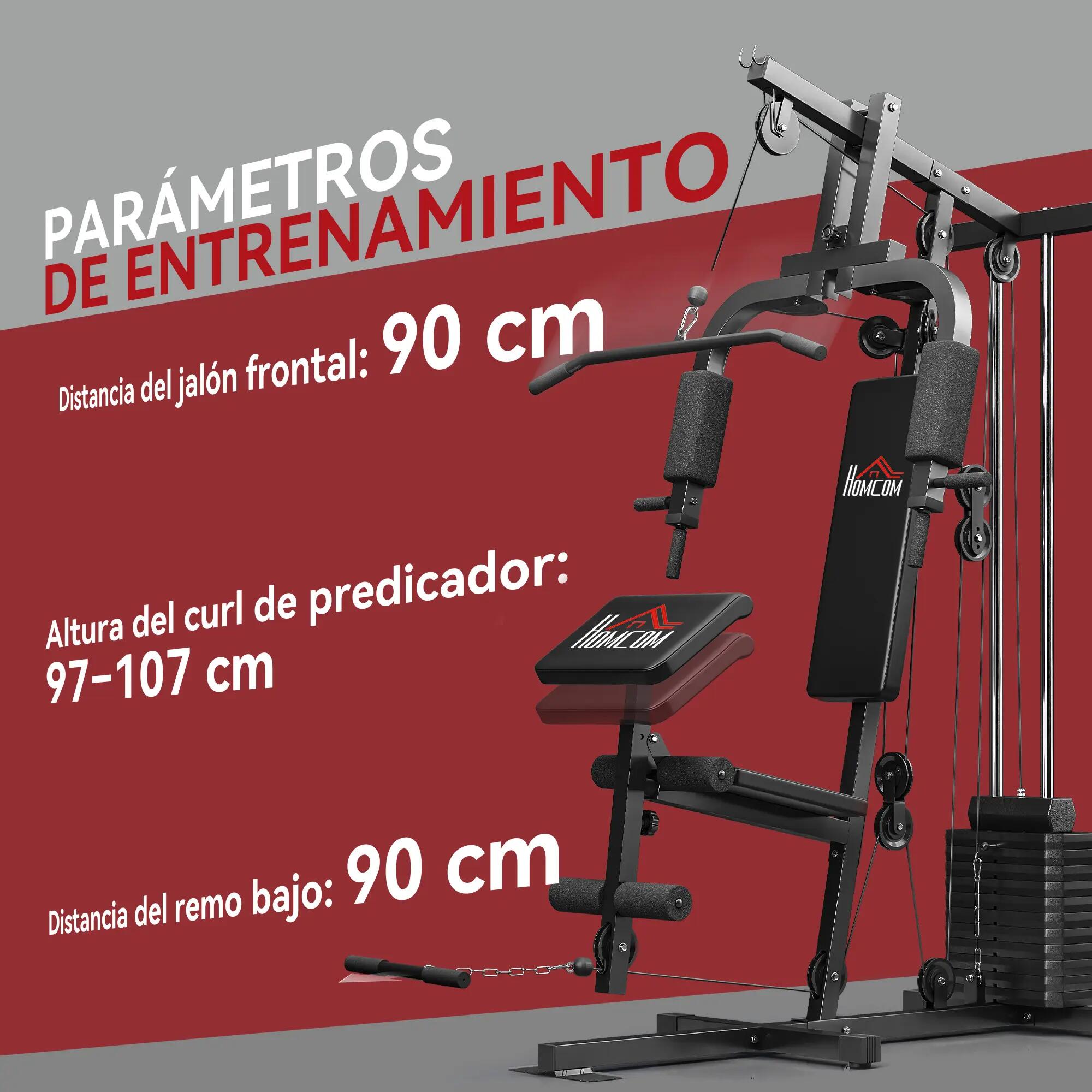 Appareil de musculation avec poids réglables (65 kg), presse pectorale et jambes 9/9