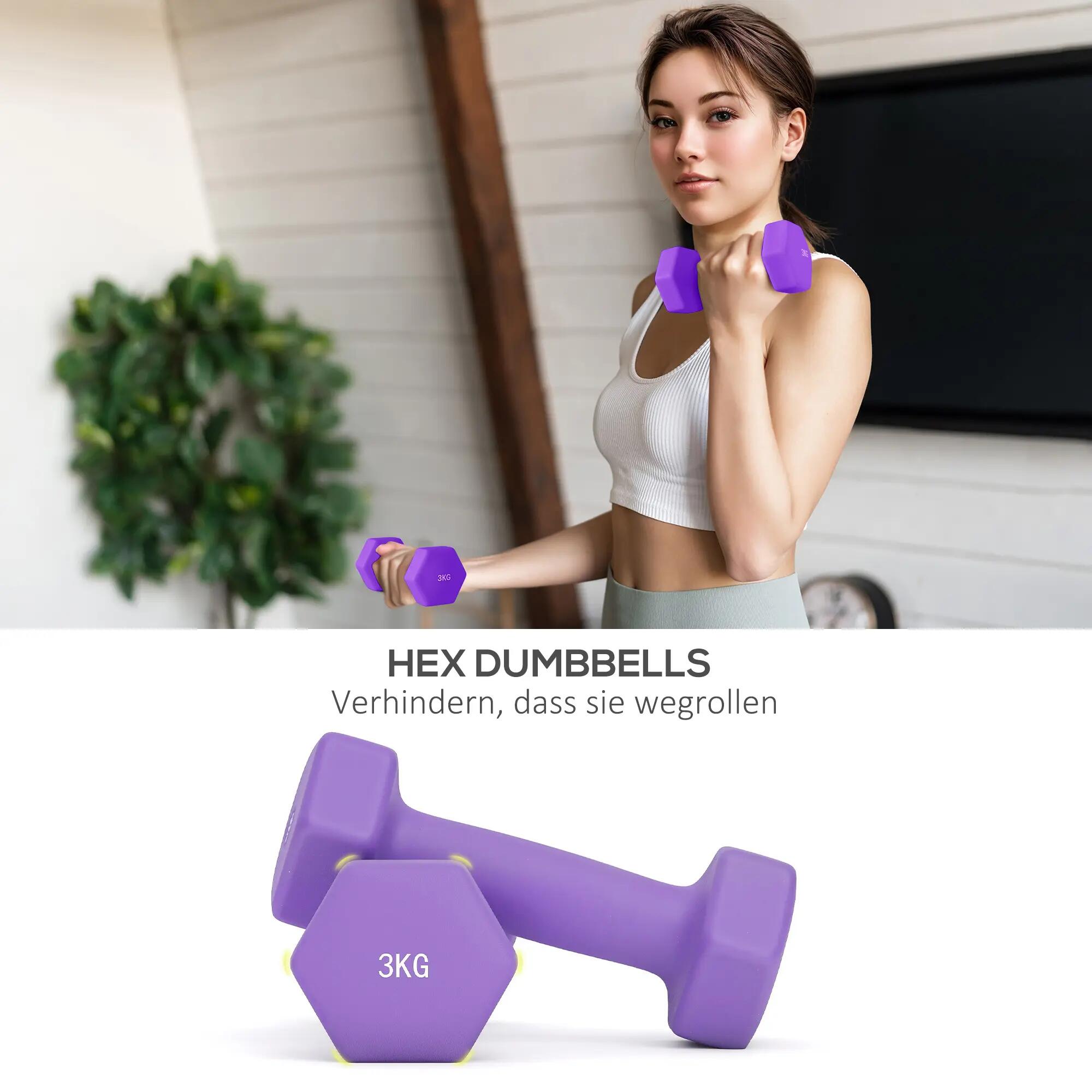 Ensemble d'haltères avec support de rangement, comprenant 6 haltères pour l'entr 9/9
