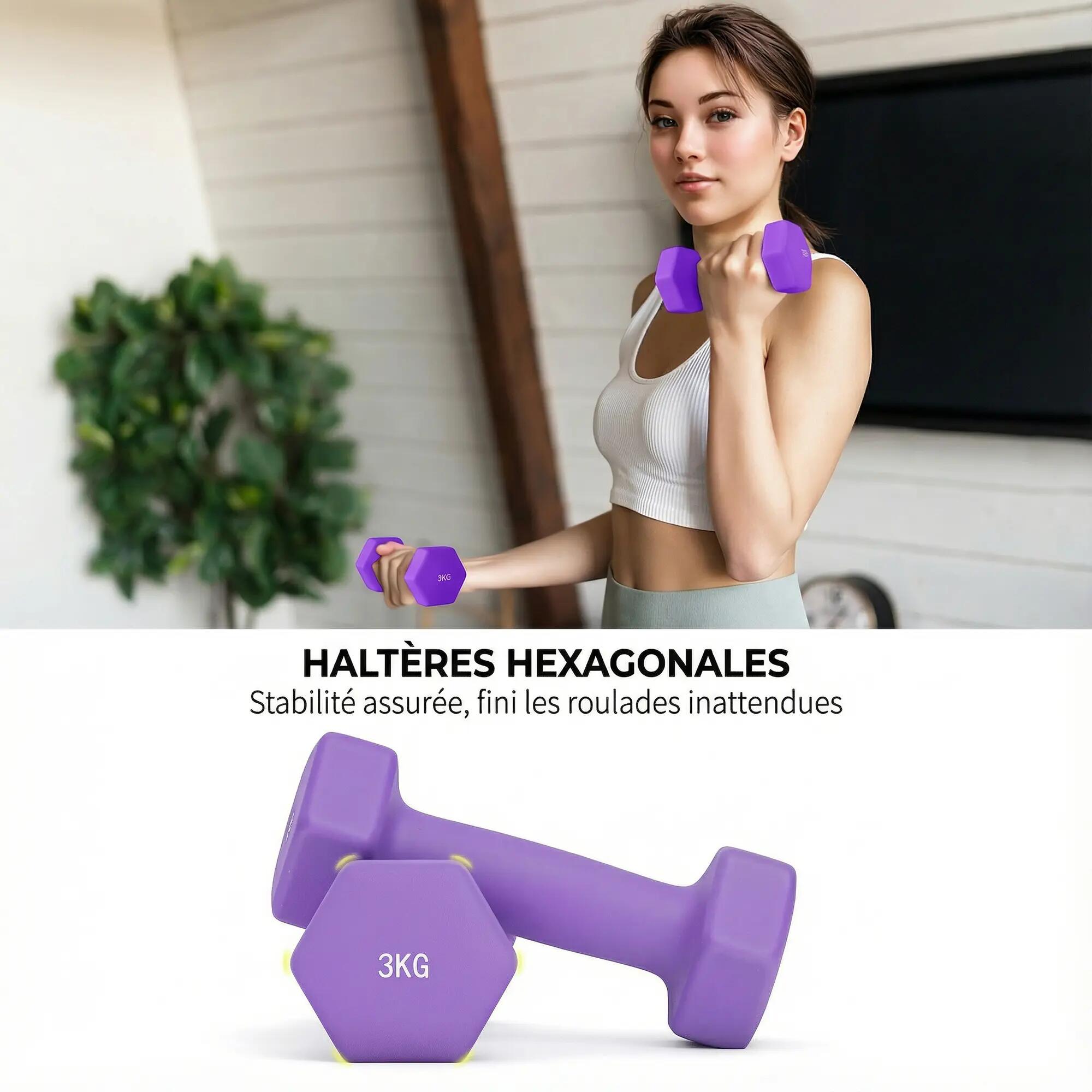 Lot d'haltères hexagonaux, haltères musculation, 2 x 1 kg, 2 x 2 kg, 2 x 3 kg, a 9/9