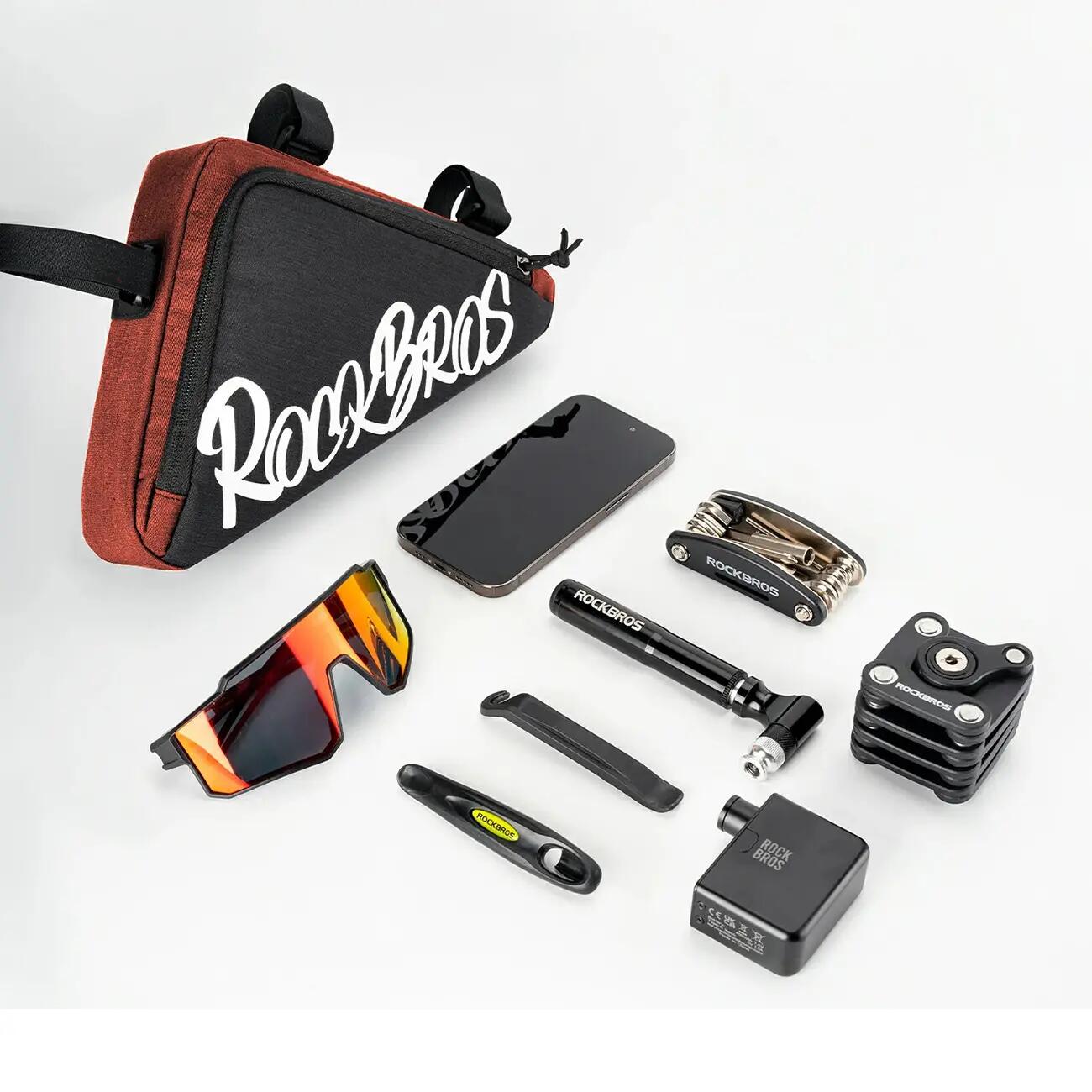 Rockbros G002 Flash Journey Dreieck-Rahmentasche 1,4 l - Rot 4/5