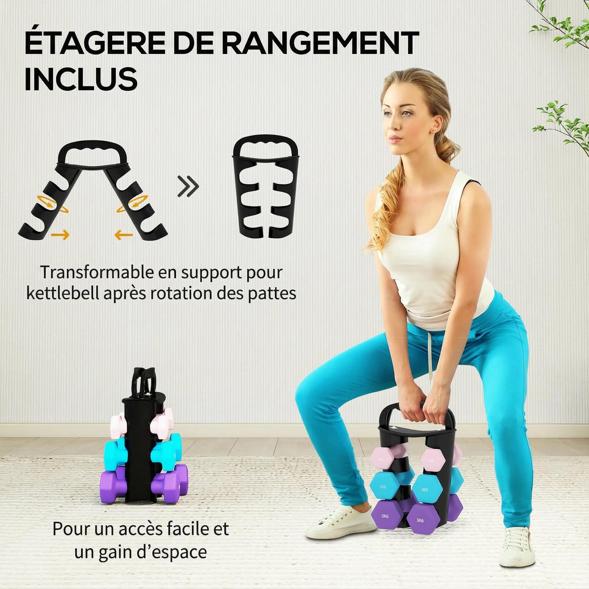Lot d'haltères hexagonaux, haltères musculation, 2 x 1 kg, 2 x 2 kg, 2 x 3 kg, a 7/9