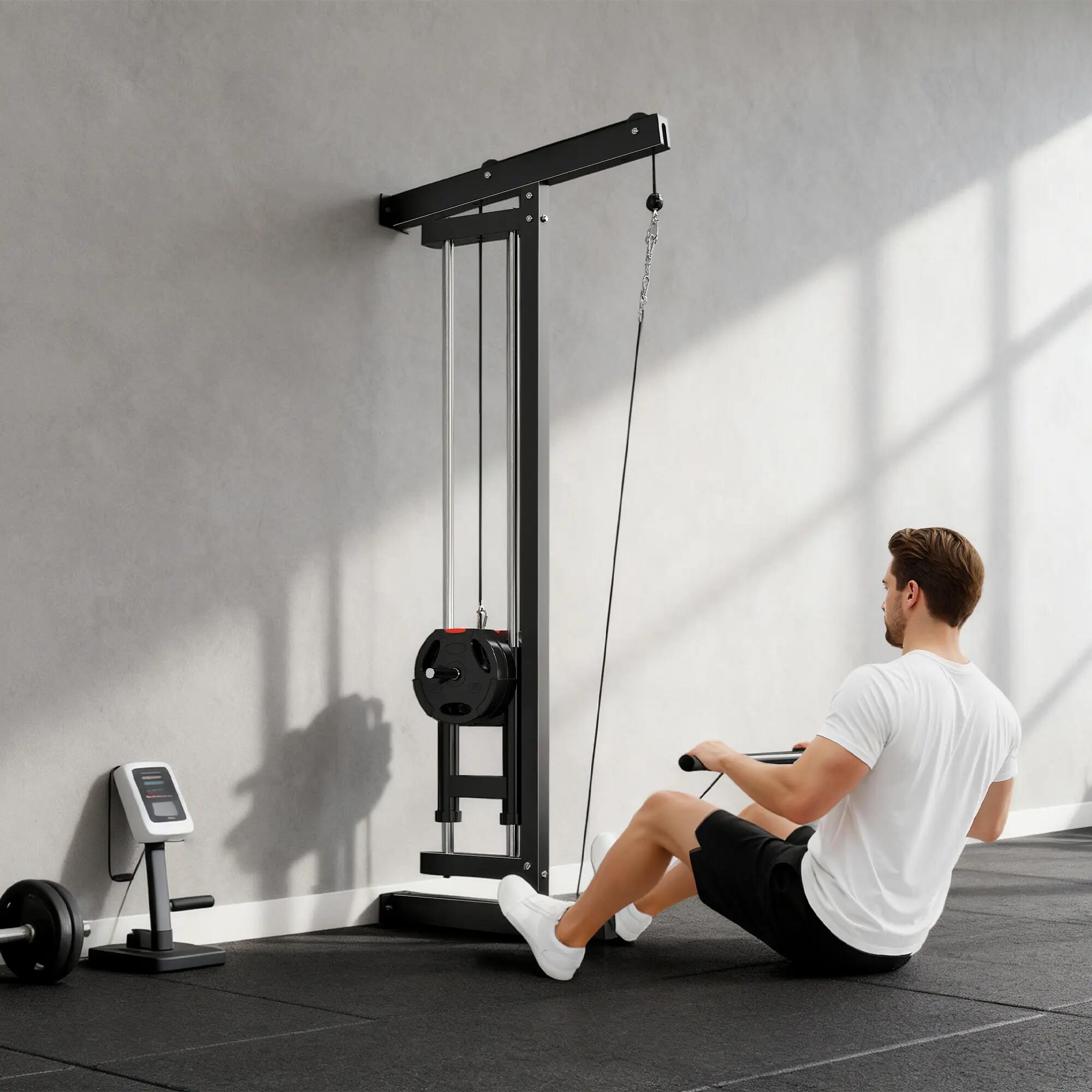 Appareil de musculation mural, station de traction, poulie haute et basse, 2 pou 4/9