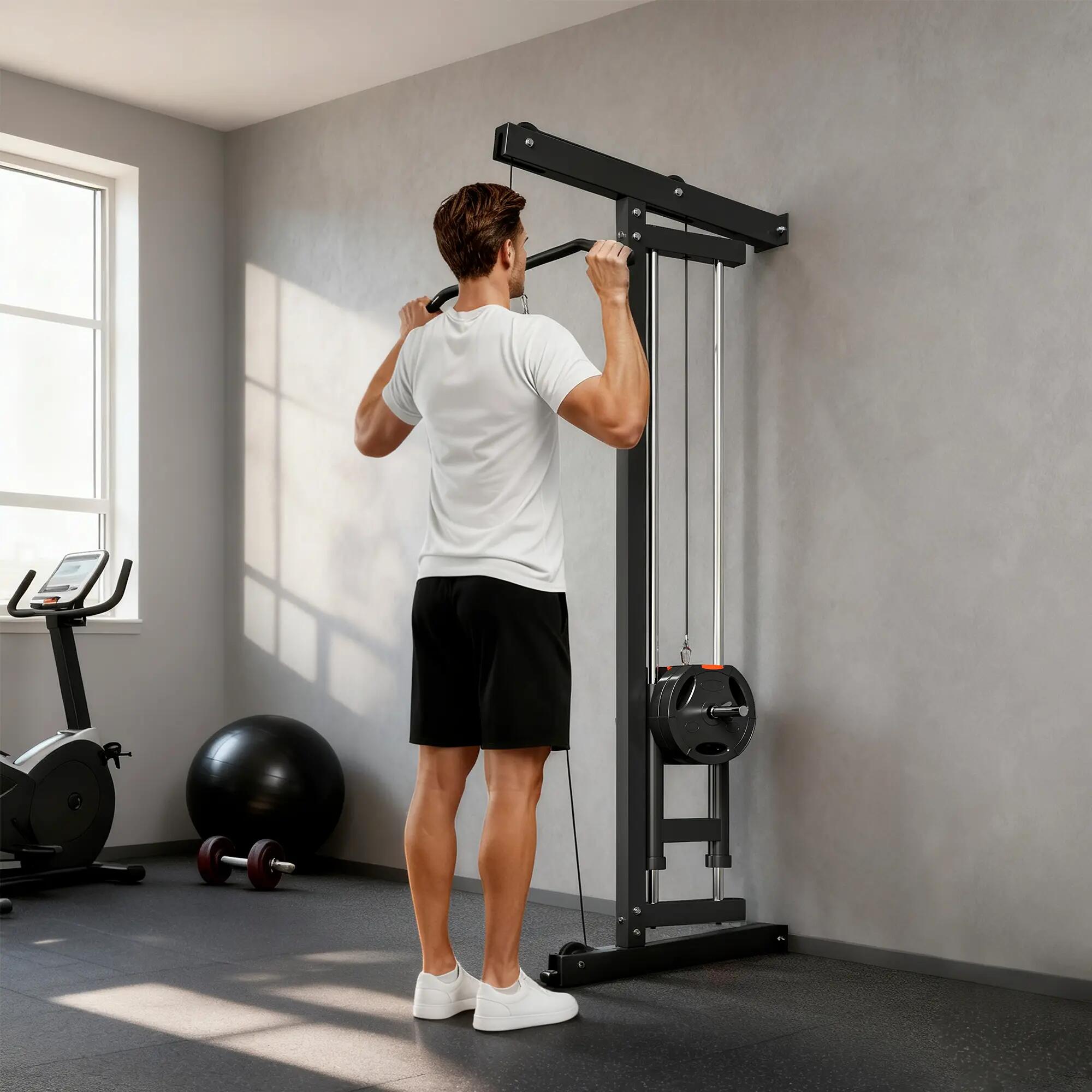 Appareil de musculation mural, station de traction, poulie haute et basse, 2 pou 3/9