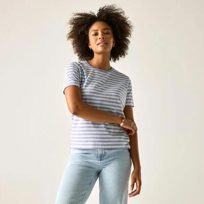 Dames bayletta t-shirt met korte mouwen en strepen