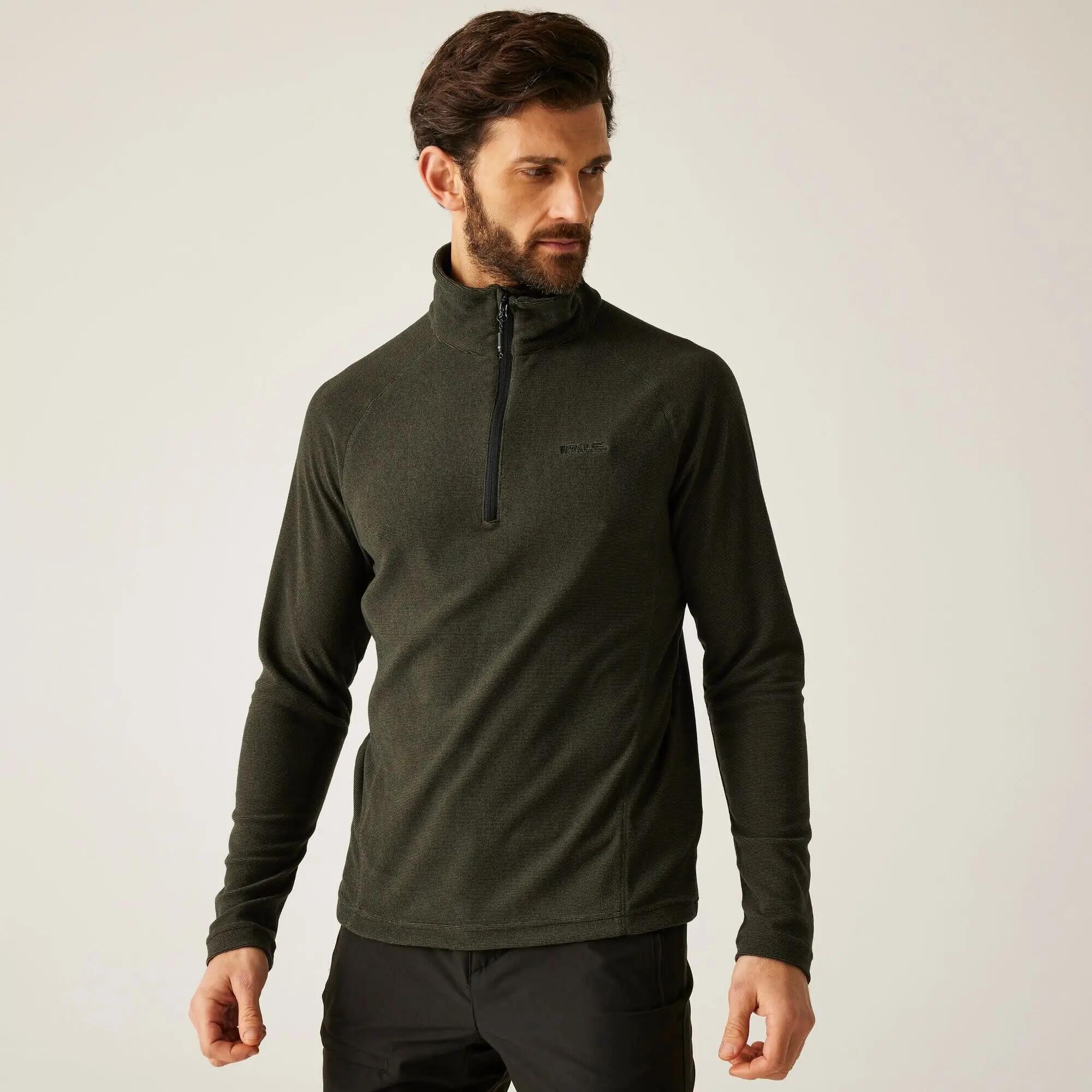 Herren - outdoor - fleece - leicht, robust - montes - oliv/schwarz 6/8