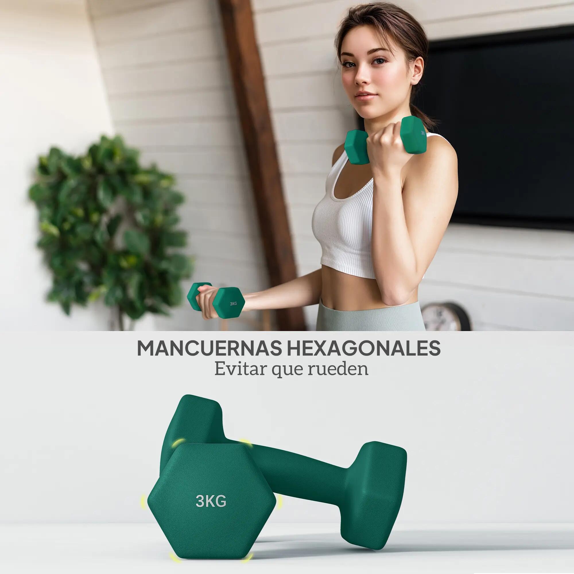 Ensemble d'haltères (2 x 1 kg, 2 x 2 kg, 2 x 3 kg) avec support de rangement pou 9/9