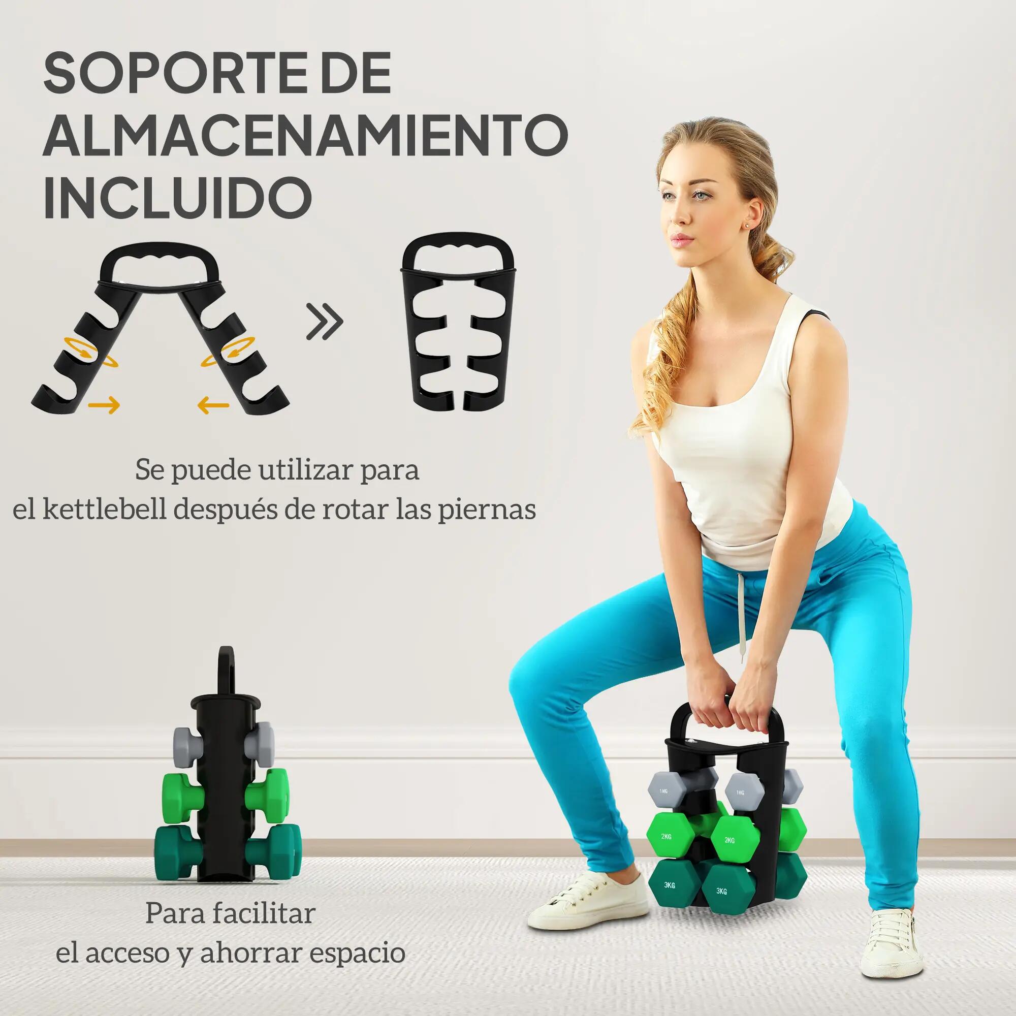 Ensemble d'haltères (2 x 1 kg, 2 x 2 kg, 2 x 3 kg) avec support de rangement pou 7/9