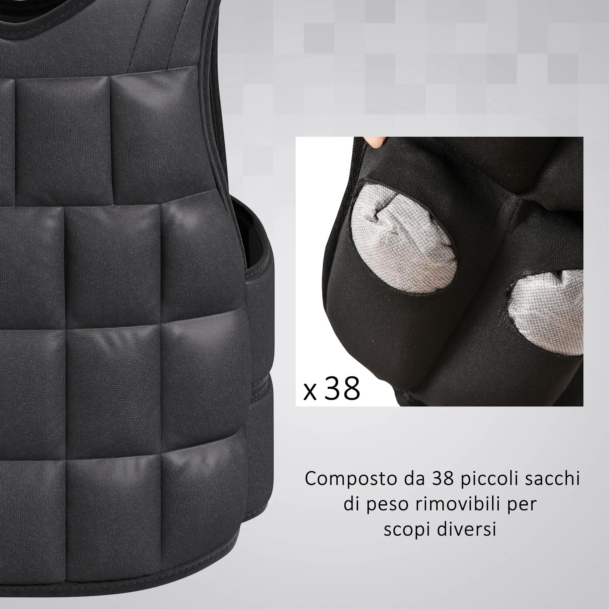 Gilet lesté unisexe de 20 kg avec 38 poids individuels, rembourrage, fermetures 6/9