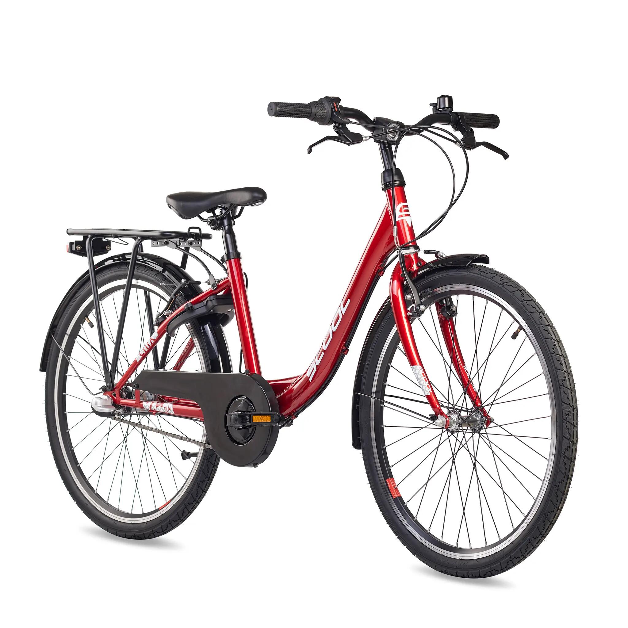 Kinderfiets voor meisjes SCOOL chiX-N3-3 versnellingen-Coral-Dark-Red-Terugtrapr 2/7