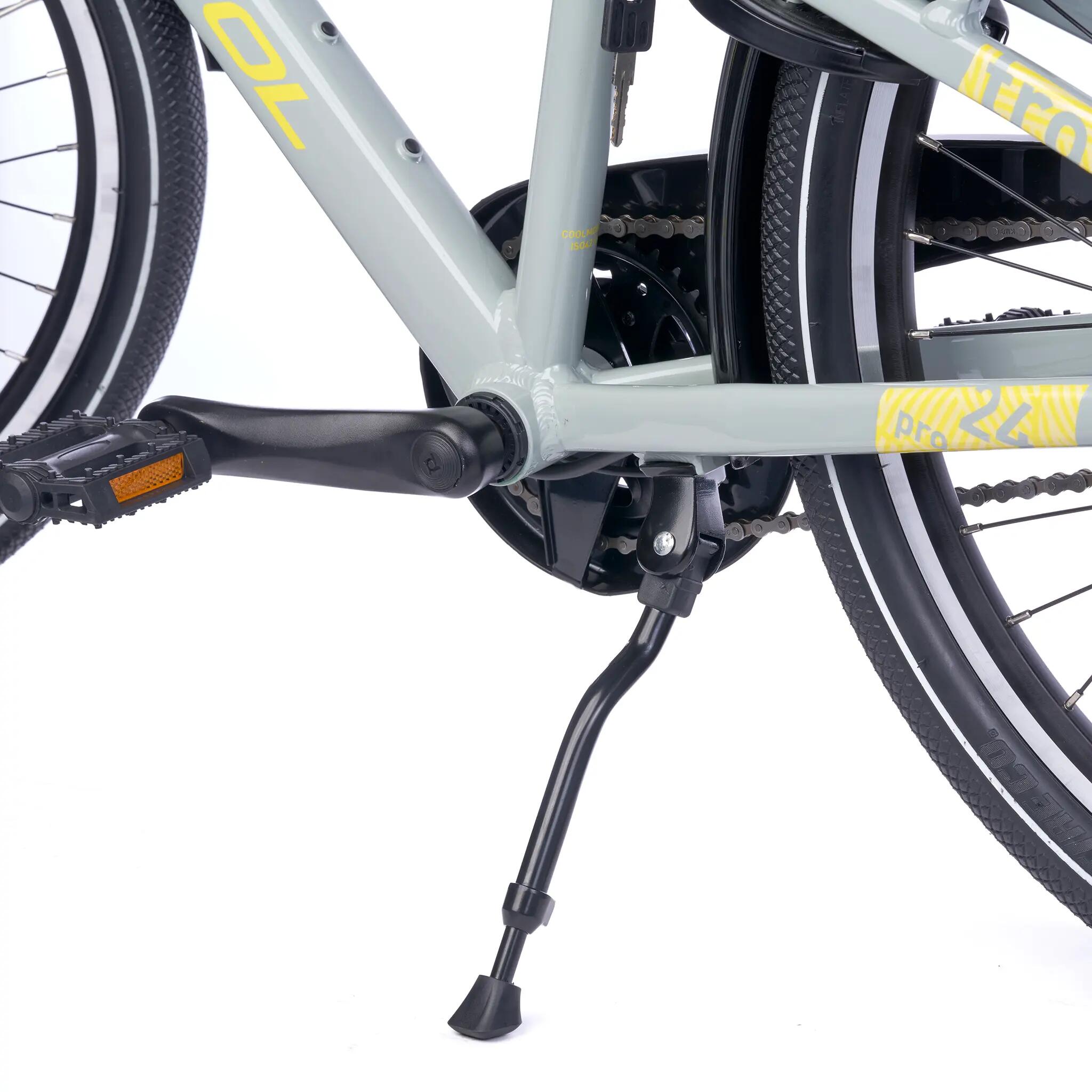troX pro, 24 Zoll Kinderfahrrad, 3-Gang, Grau/Gelb, 130–145 cm 4/8