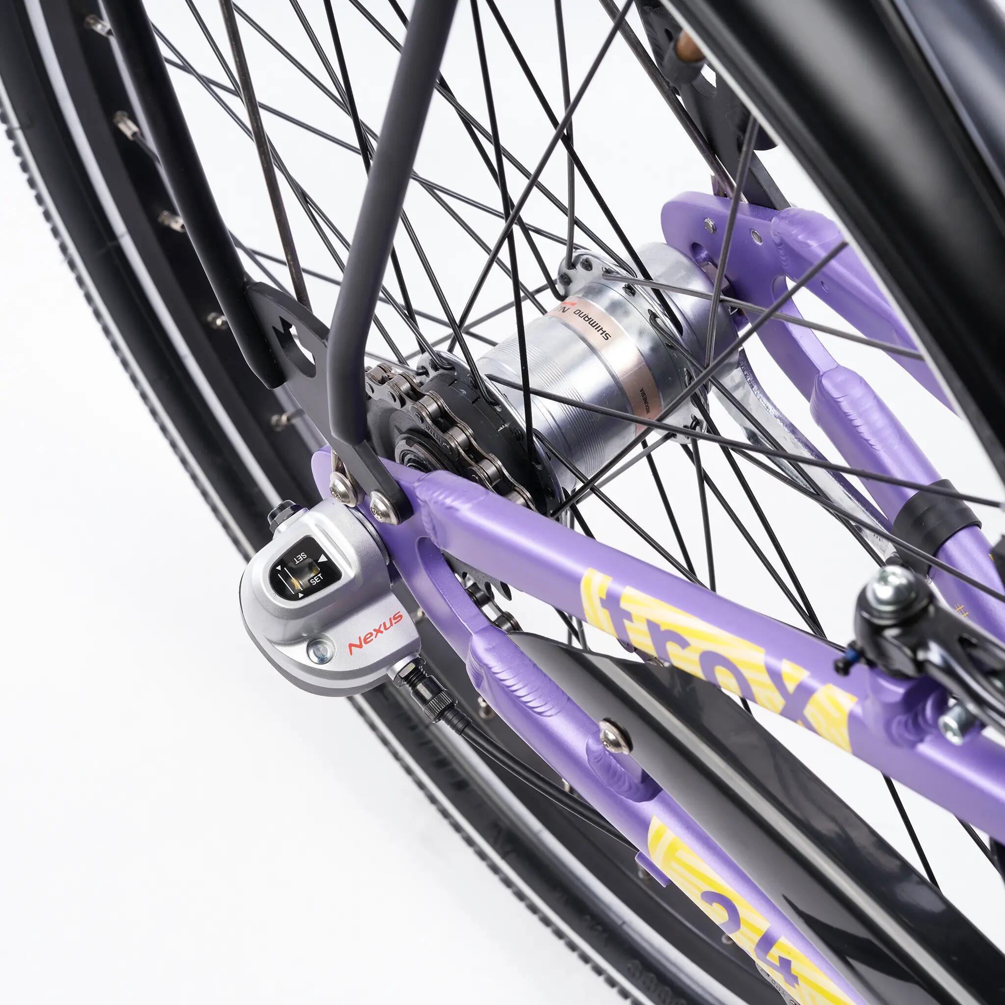 troX pro, 24 Zoll Kinderfahrrad, 3-Gang, Lila/Gelb, 130–145 cm 3/8