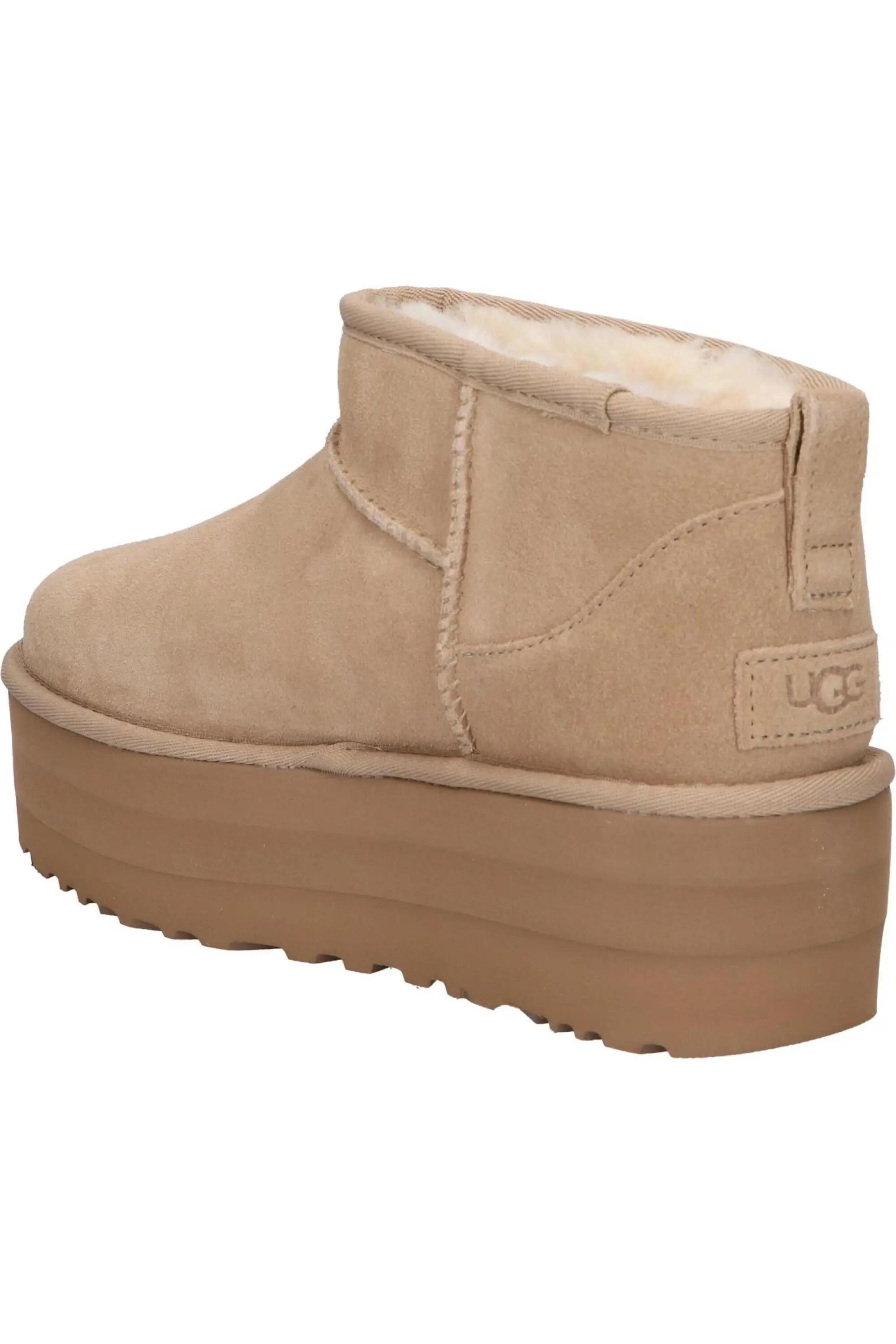 Frauen - casual - stiefel - plateau, wildleder, uggplush-futter - sand 5/6