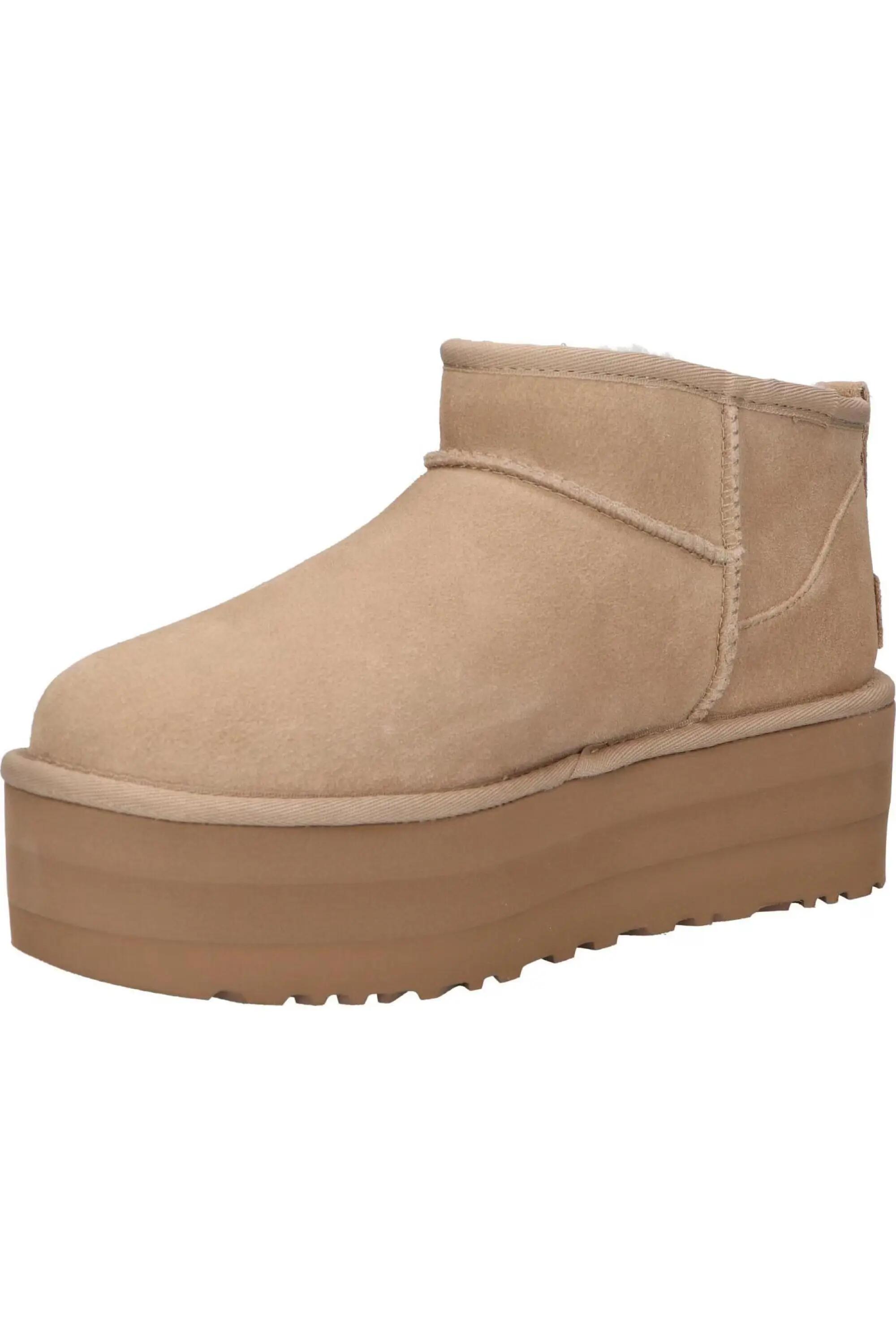 Frauen - casual - stiefel - plateau, wildleder, uggplush-futter - sand 3/6