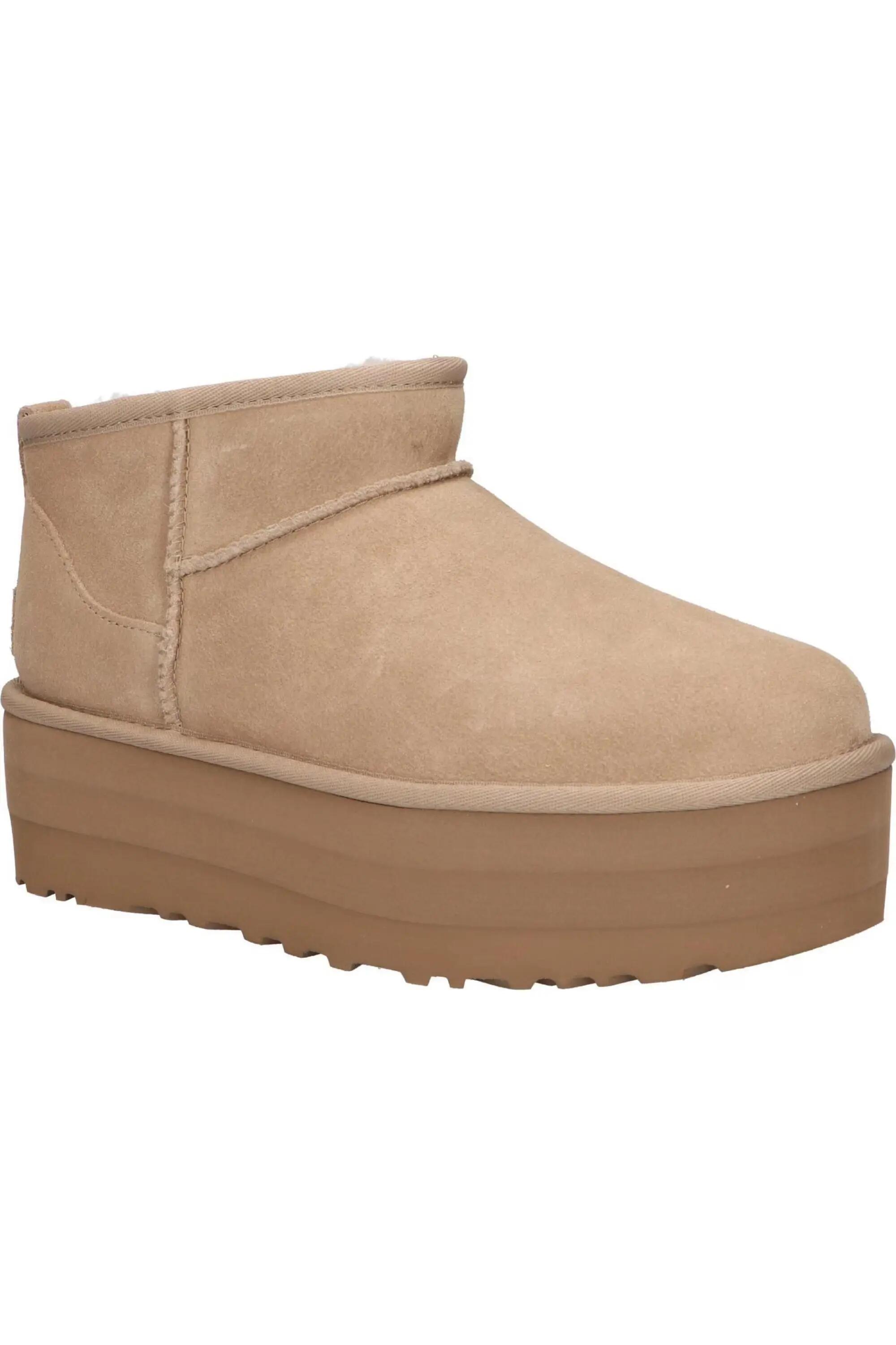Frauen - casual - stiefel - plateau, wildleder, uggplush-futter - sand 2/6