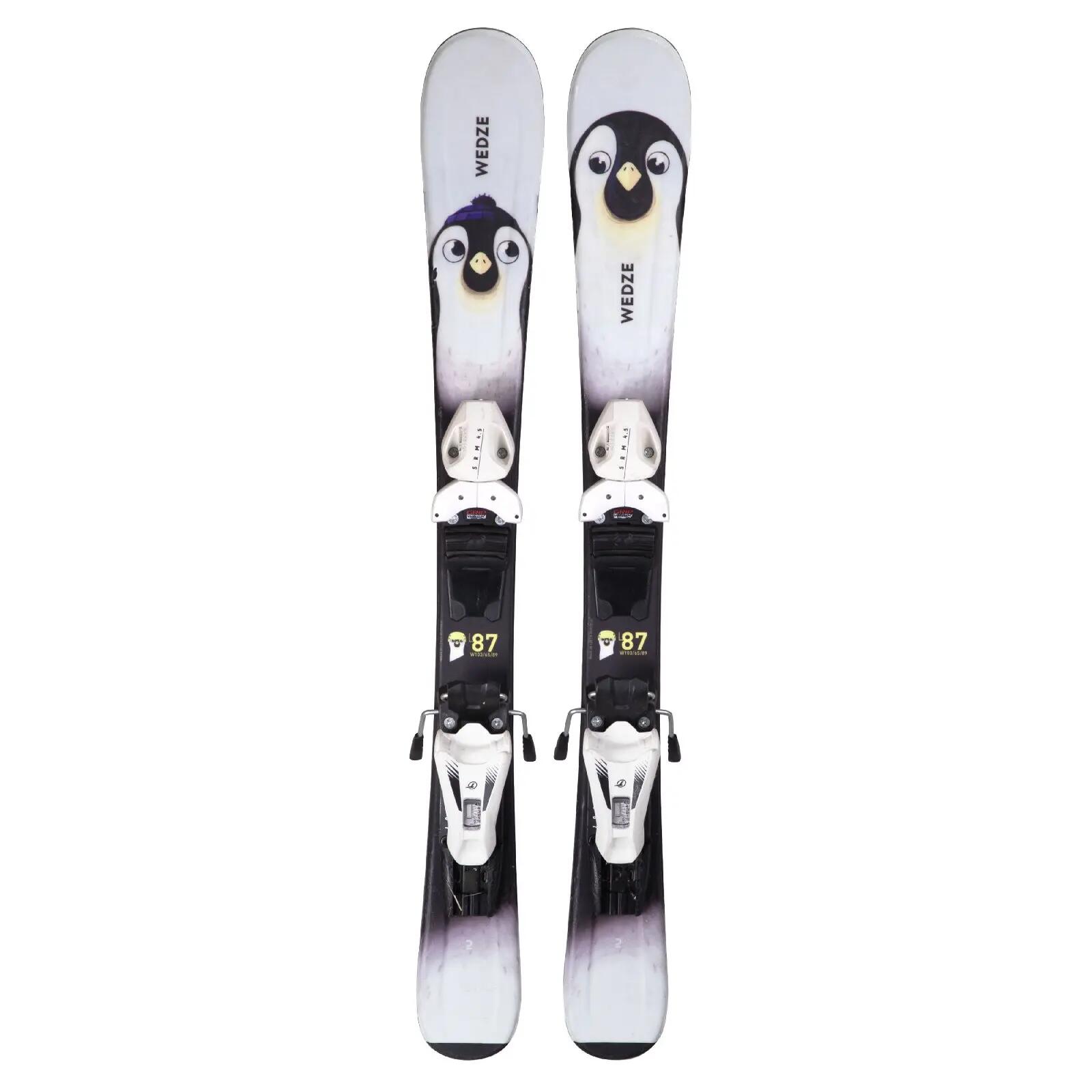 RECONDITIONNE - Ski Junior Wedze Boost 100 Pingouin + Fixations 2/4