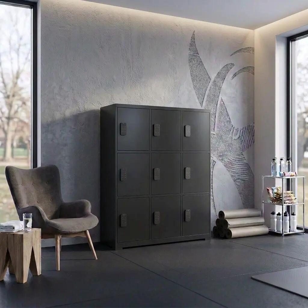 Lockerkast met digitaal cijferslot - Zwart - 112x42x150 cm - 9 lockers 2/7