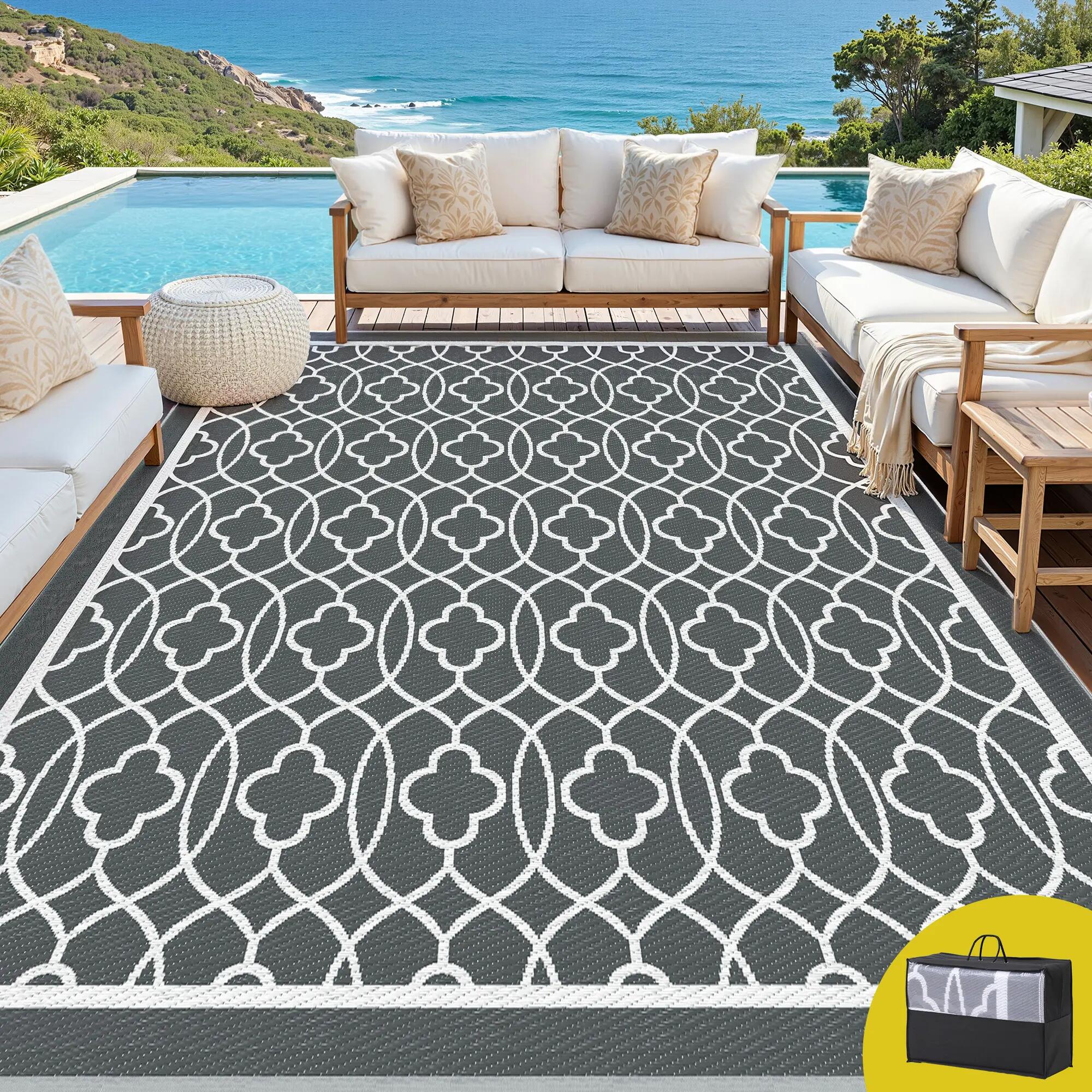 Gardeon Outdoor Rugs 274x366cm Large Carpet Reversible Area Mat PP Dual-Sided Pa