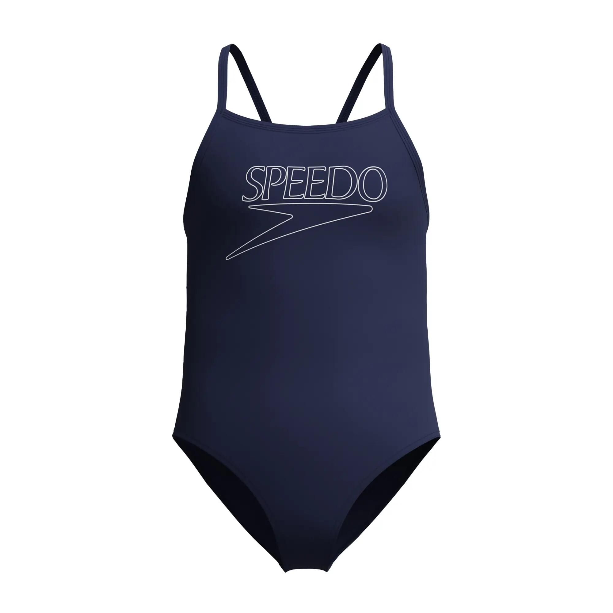 Speedo Girls Logo Endurance+ Thin Strap One Piece Swimsuit