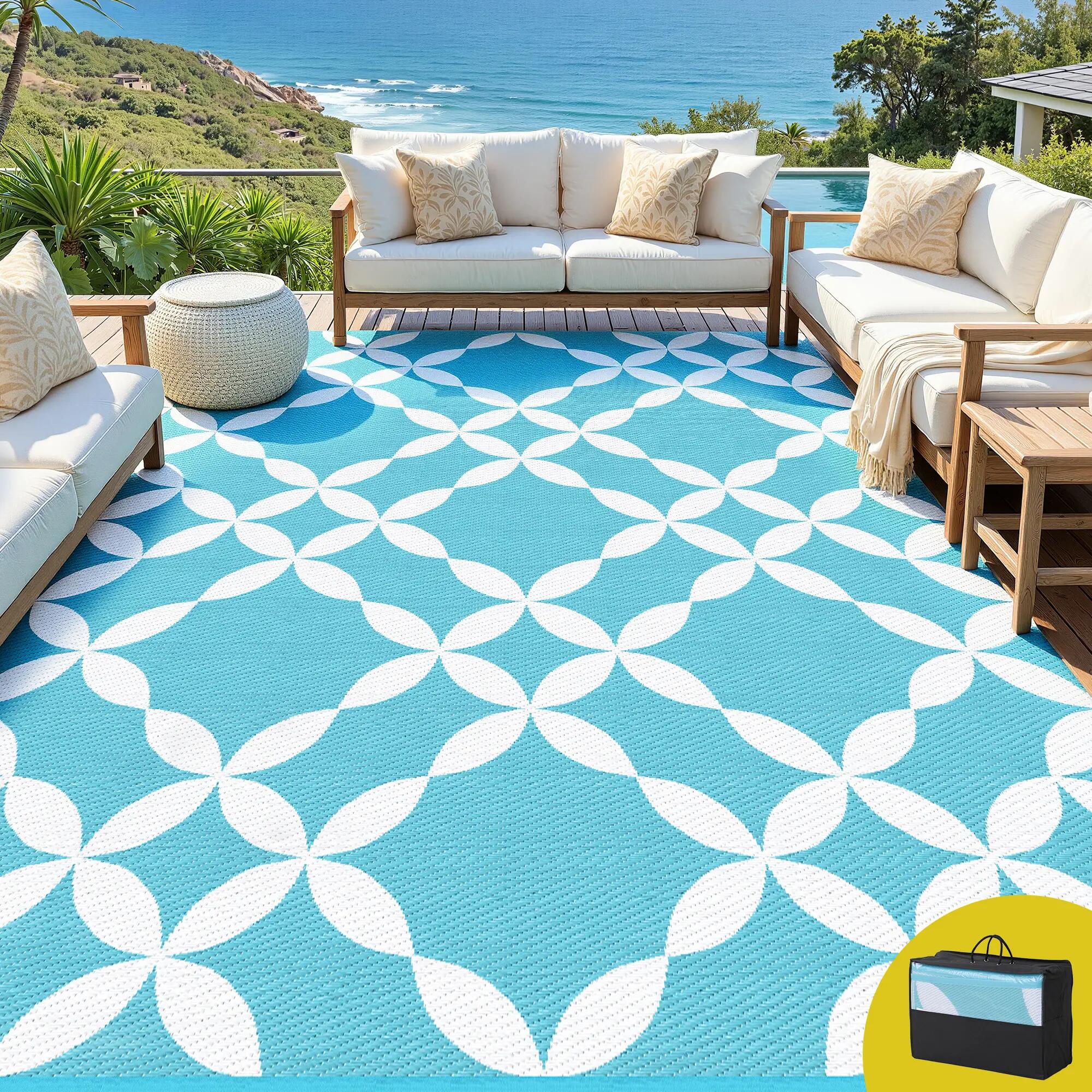 Gardeon Outdoor Rugs 274x366cm Large Carpet Reversible Area Mat PP Dual-Sided Pa