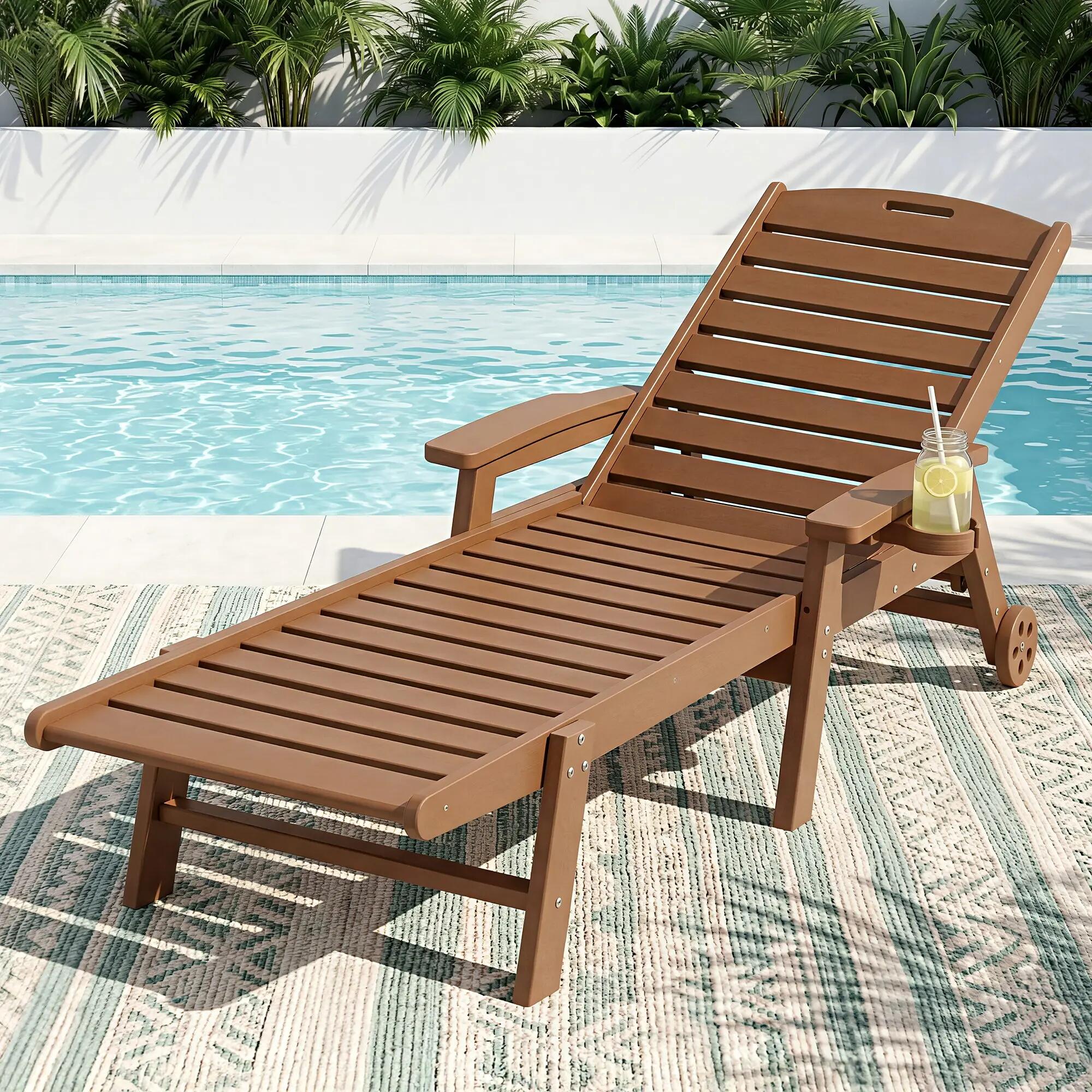 Gardeon Sun Lounge Lounger Beach Chair HDPE Patio Outdoor Furniture with Wheels