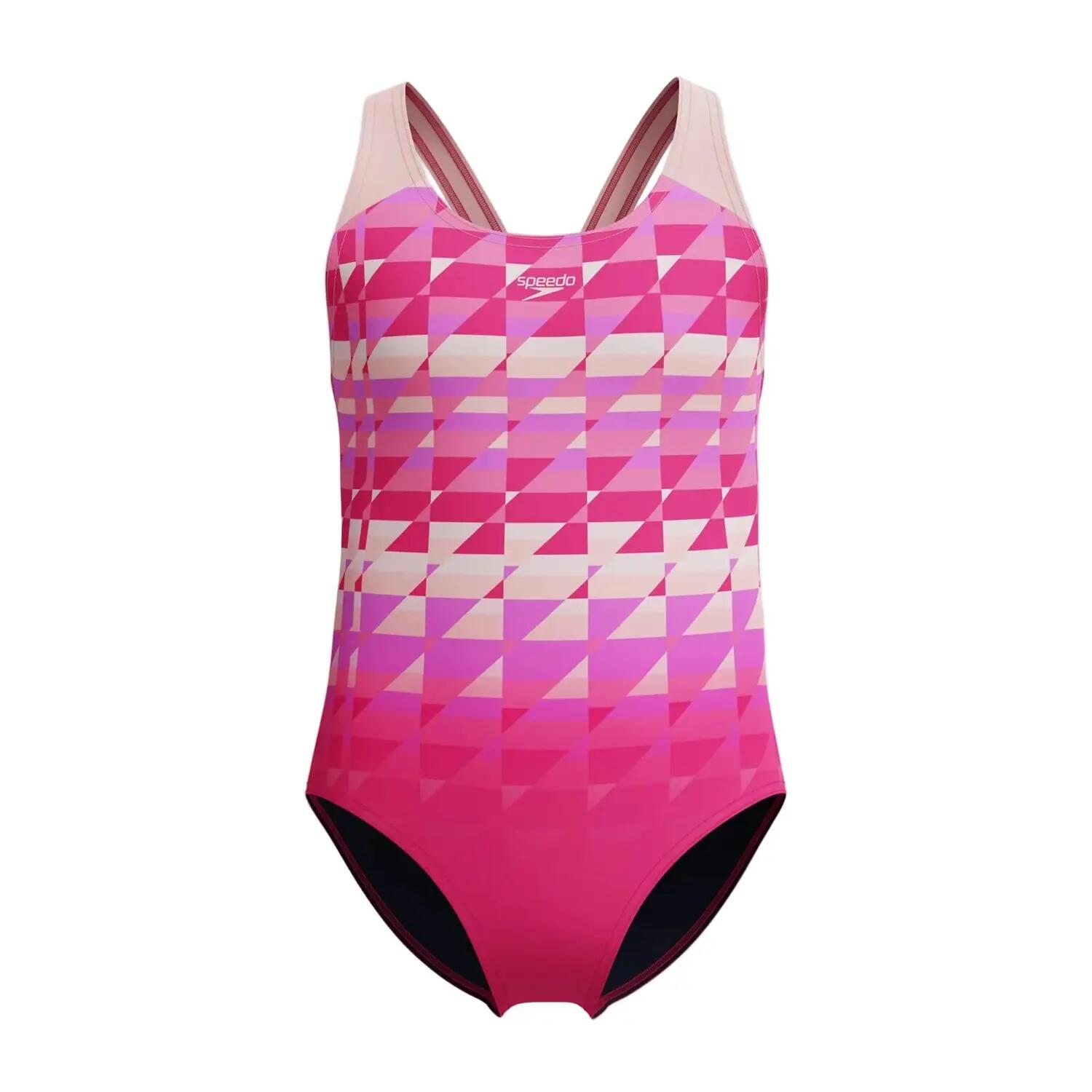 Speedo Girls Geometric Splashback One Piece Swimsuit