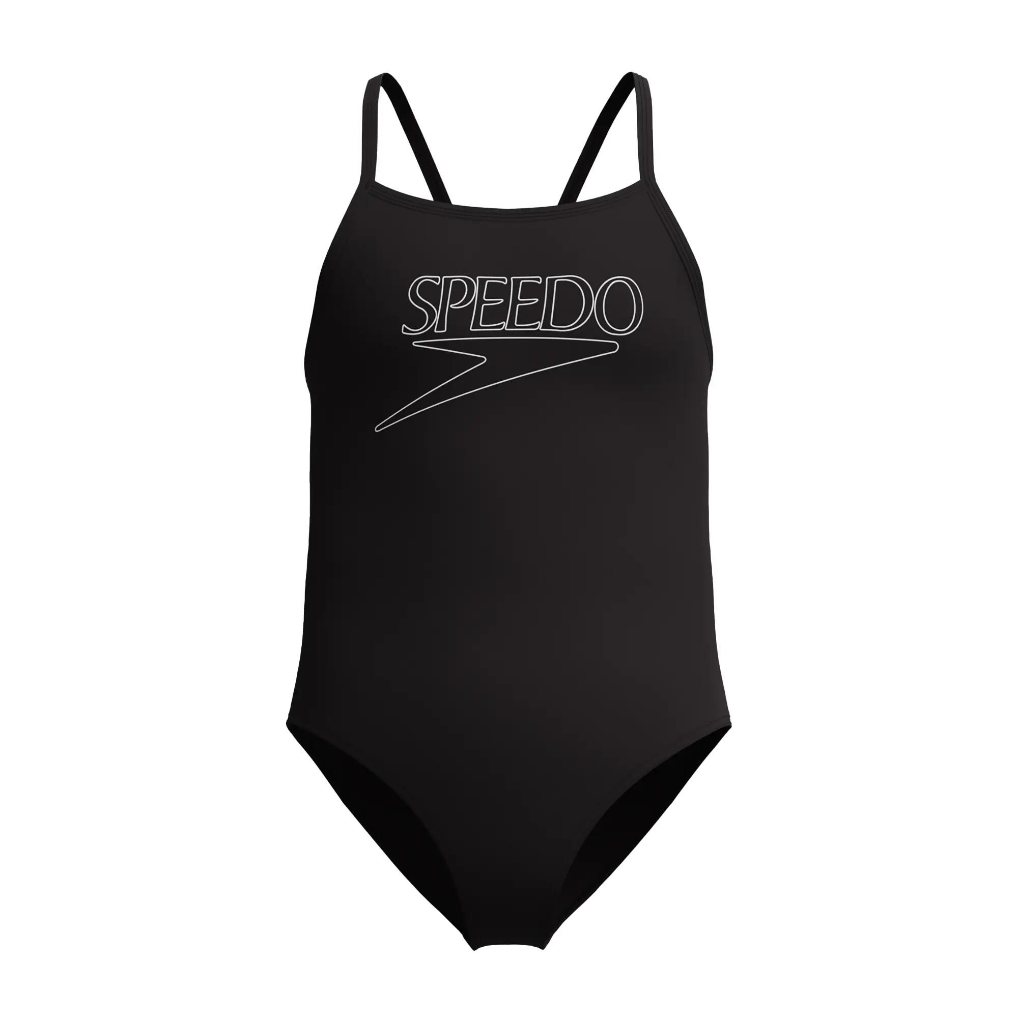 Speedo Girls Logo Endurance+ Thin Strap One Piece Swimsuit