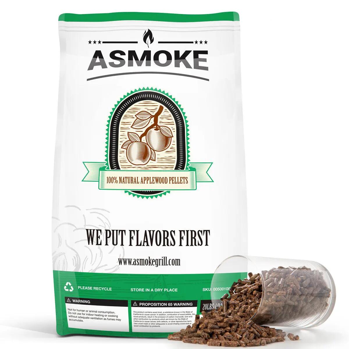 ASMOKE 100% Natural Apple Wood BBQ Smoker Pellets (9kg / 20lbs)
