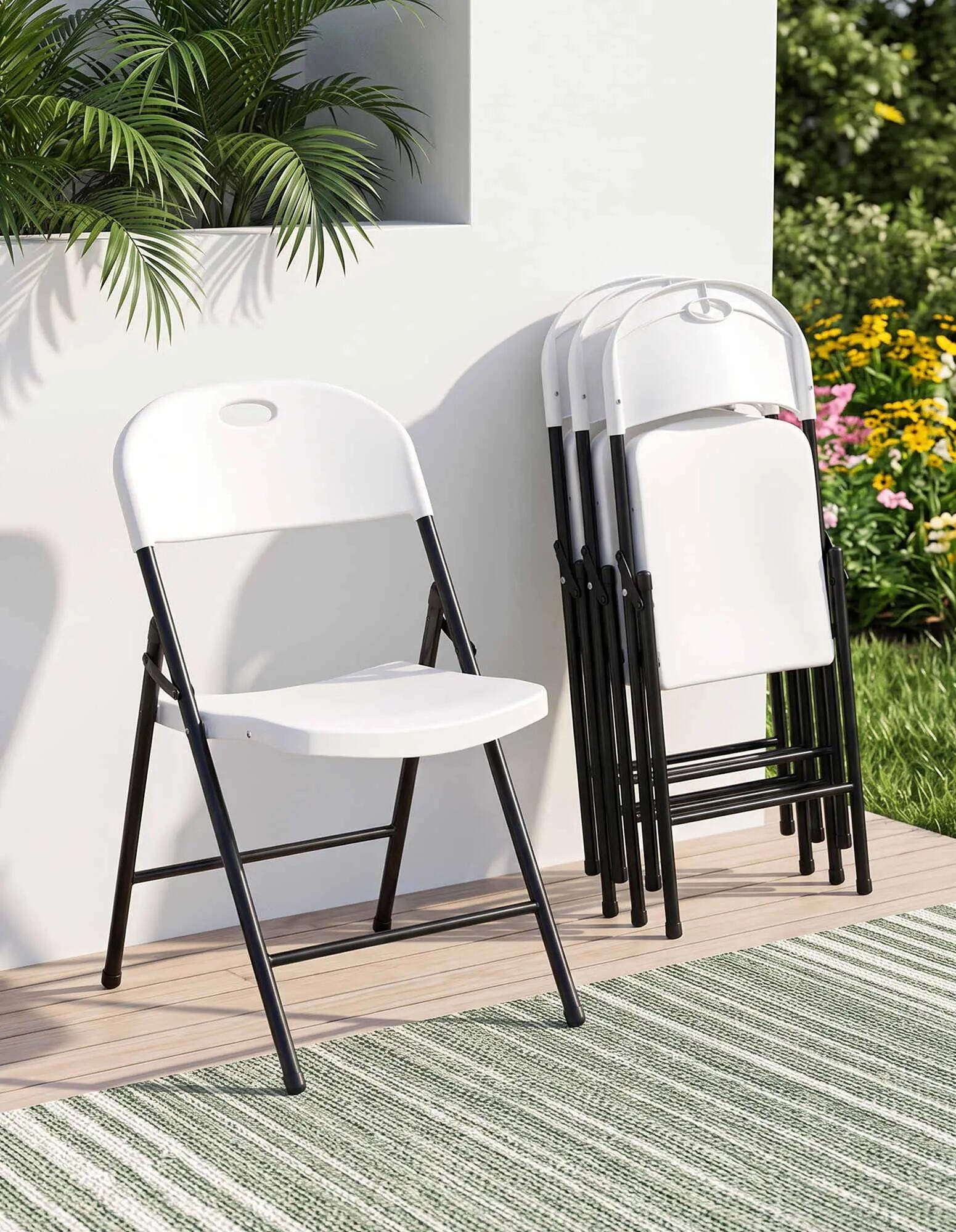 Gardeon 4PC Outdoor Dining Chairs PP Folding Chair Patio Garden Furniture White