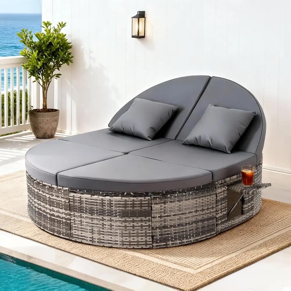 Gardeon Outdoor Day Bed Sun Lounge Setting Wicker Lounger Patio Furniture w/ Ret