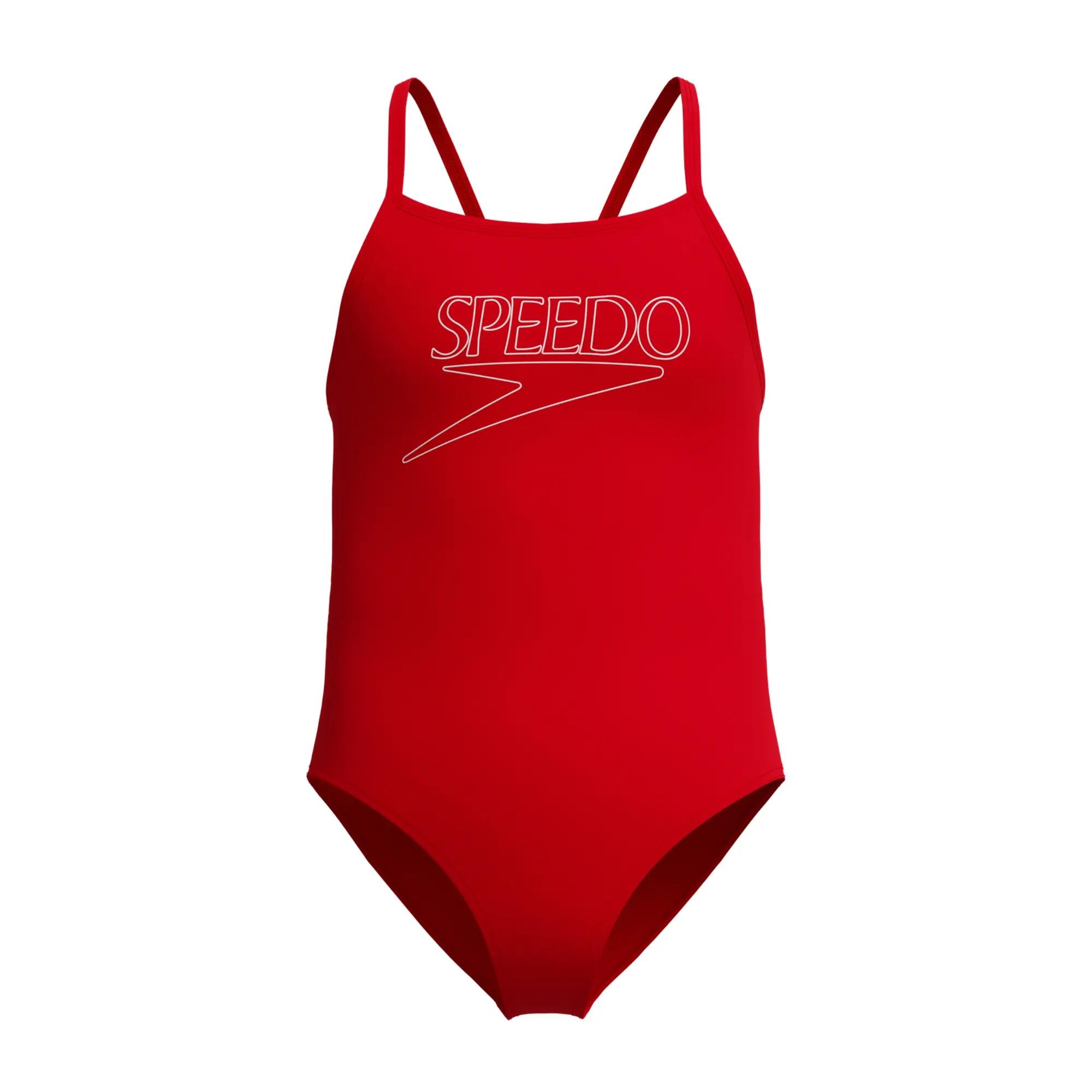 Speedo Girls Logo Endurance+ Thin Strap One Piece Swimsuit