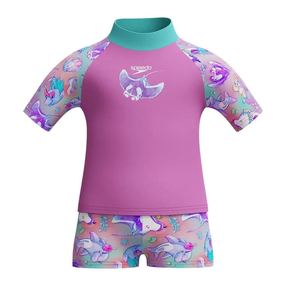 Speedo Girls Marine Animals Short-Sleeved Rash Top Set