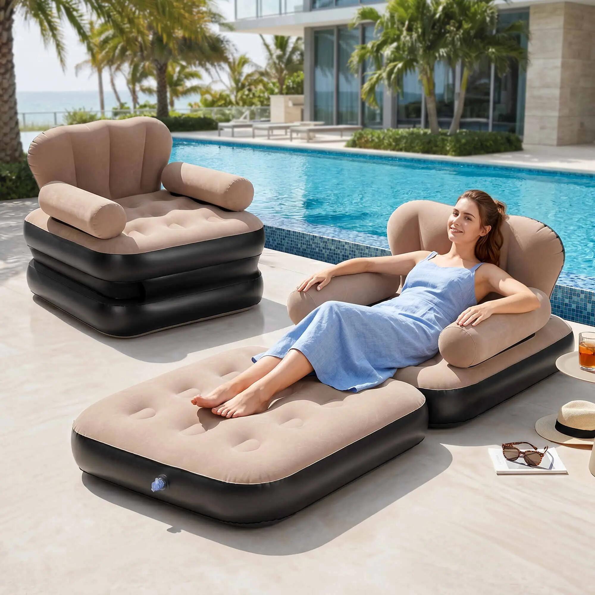 Gardeon Inflatable Chair Sun Lounge Air Sofa Blow Up Air Chair for Camping with