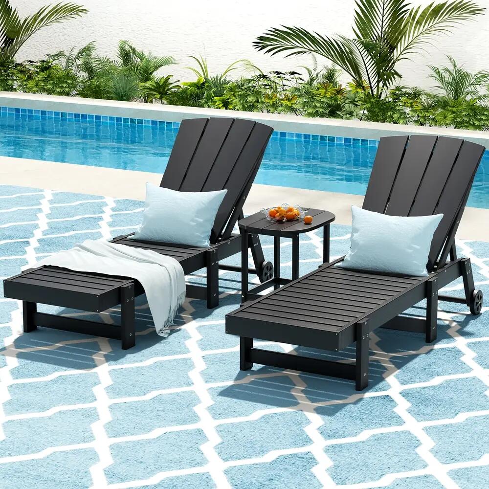 Gardeon Sun Lounge Lounger Table and Chairs Beach Chair HDPE Patio Outdoor Furni