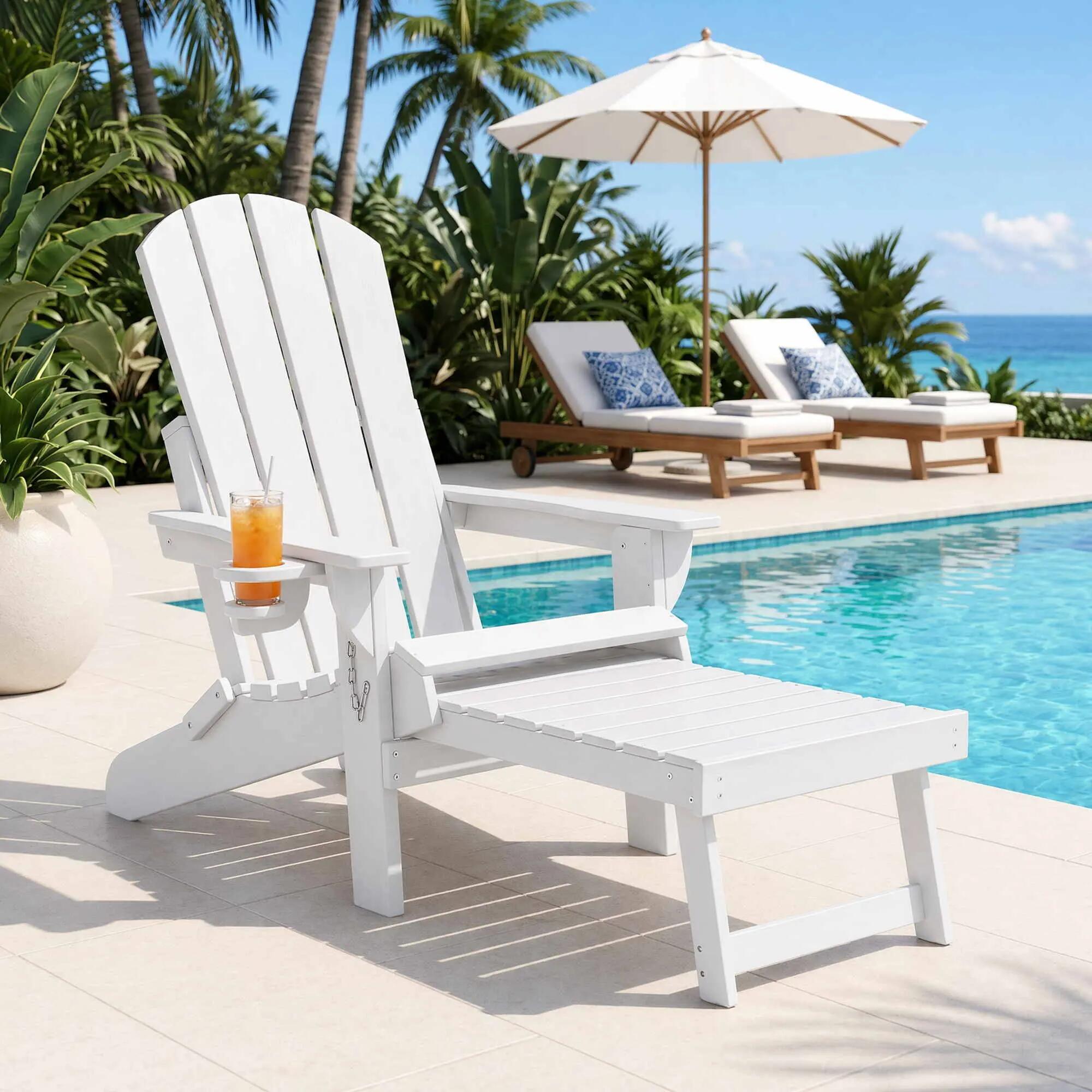 Gardeon Folding Sun Lounger Adirondack Chair Outdoor Lounge Setting HDPE Recline