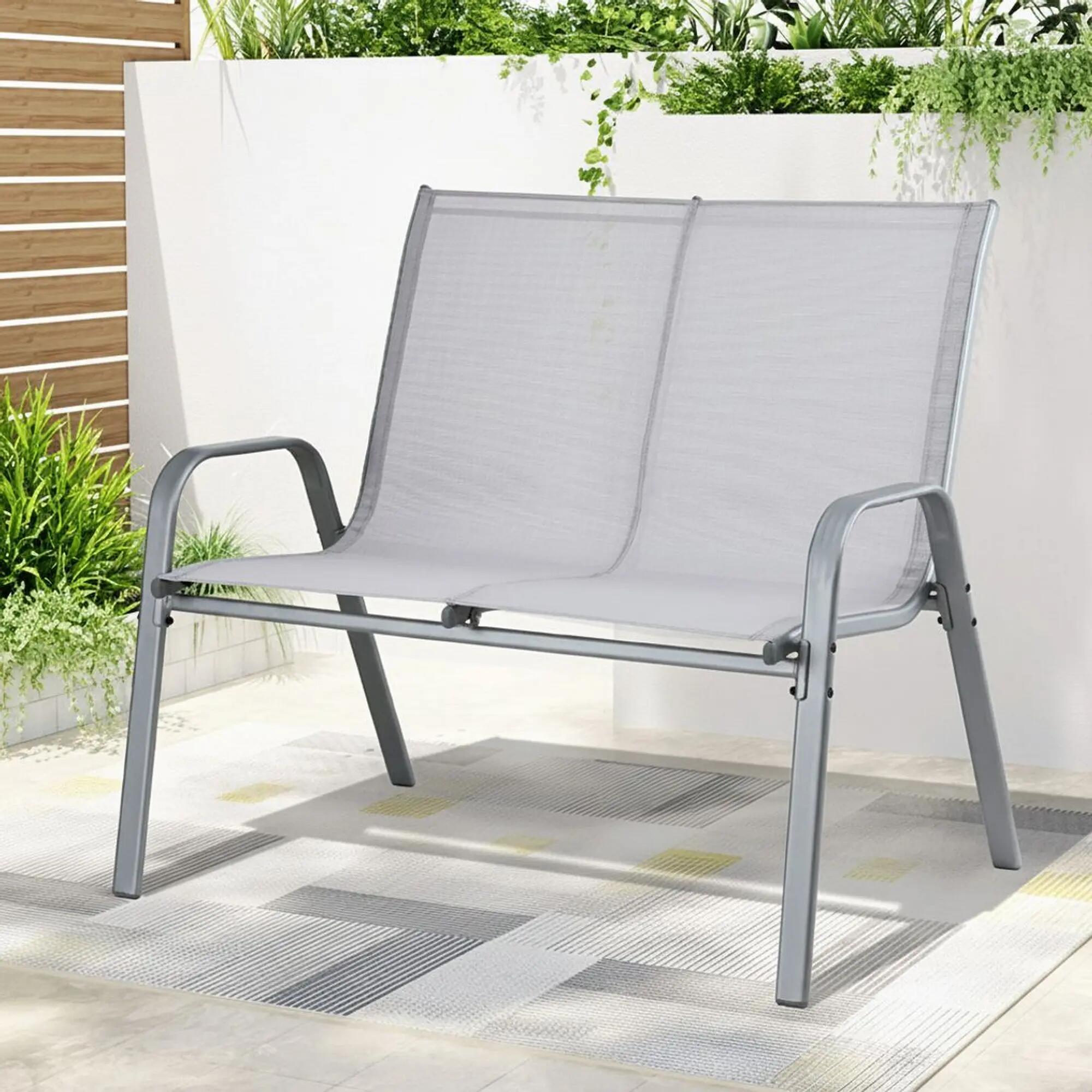 Gardeon Garden Bench Seat Steel Outdoor Patio Park Lounge Backyard Chair Grey