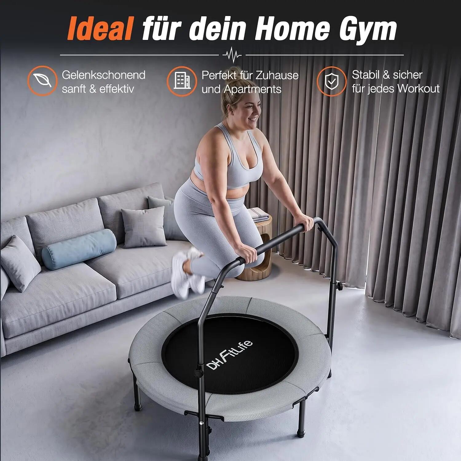 Trampoline Fitness Pliable avec Barre Réglable Ø102cm 450kg – Pro 2026 9/9