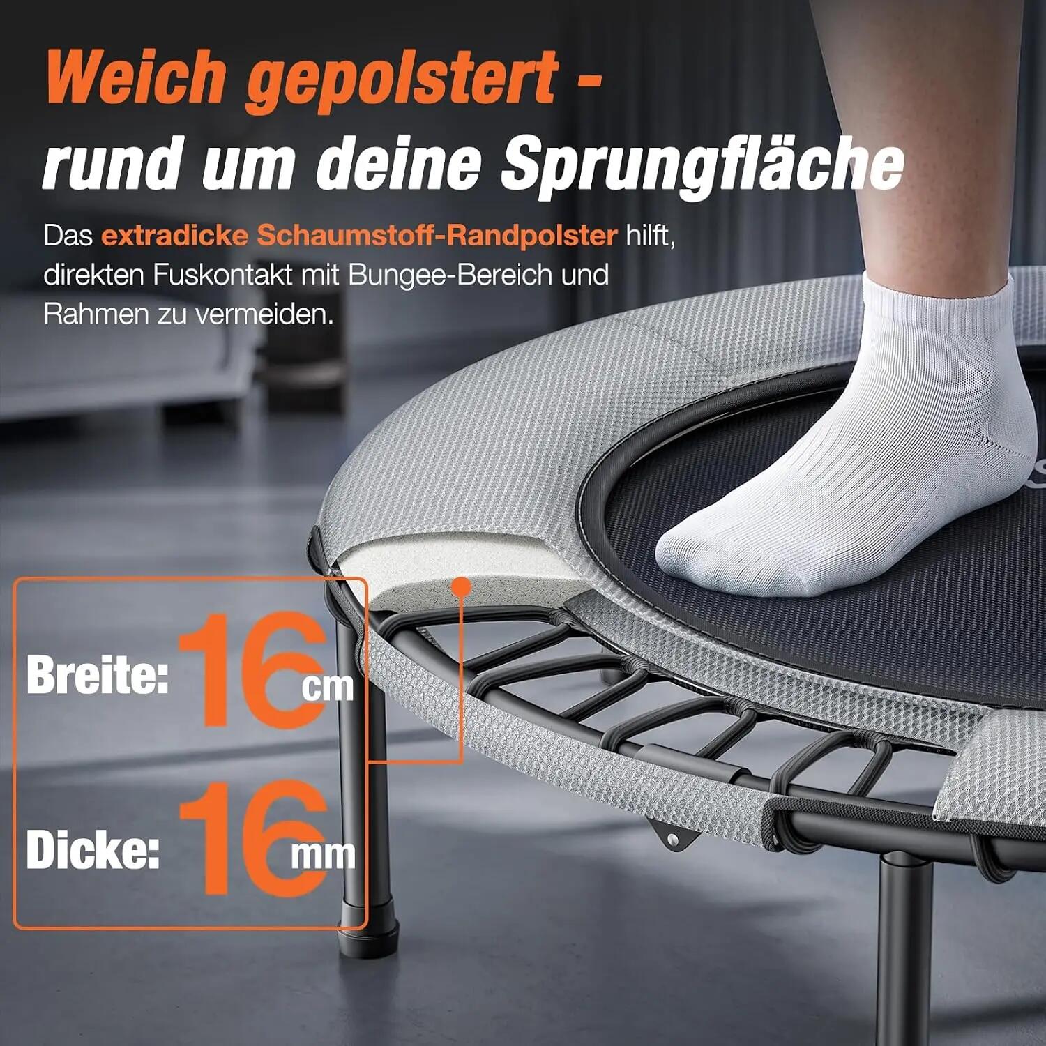 Trampoline Fitness Pliable avec Barre Réglable Ø102cm 450kg – Pro 2026 6/9