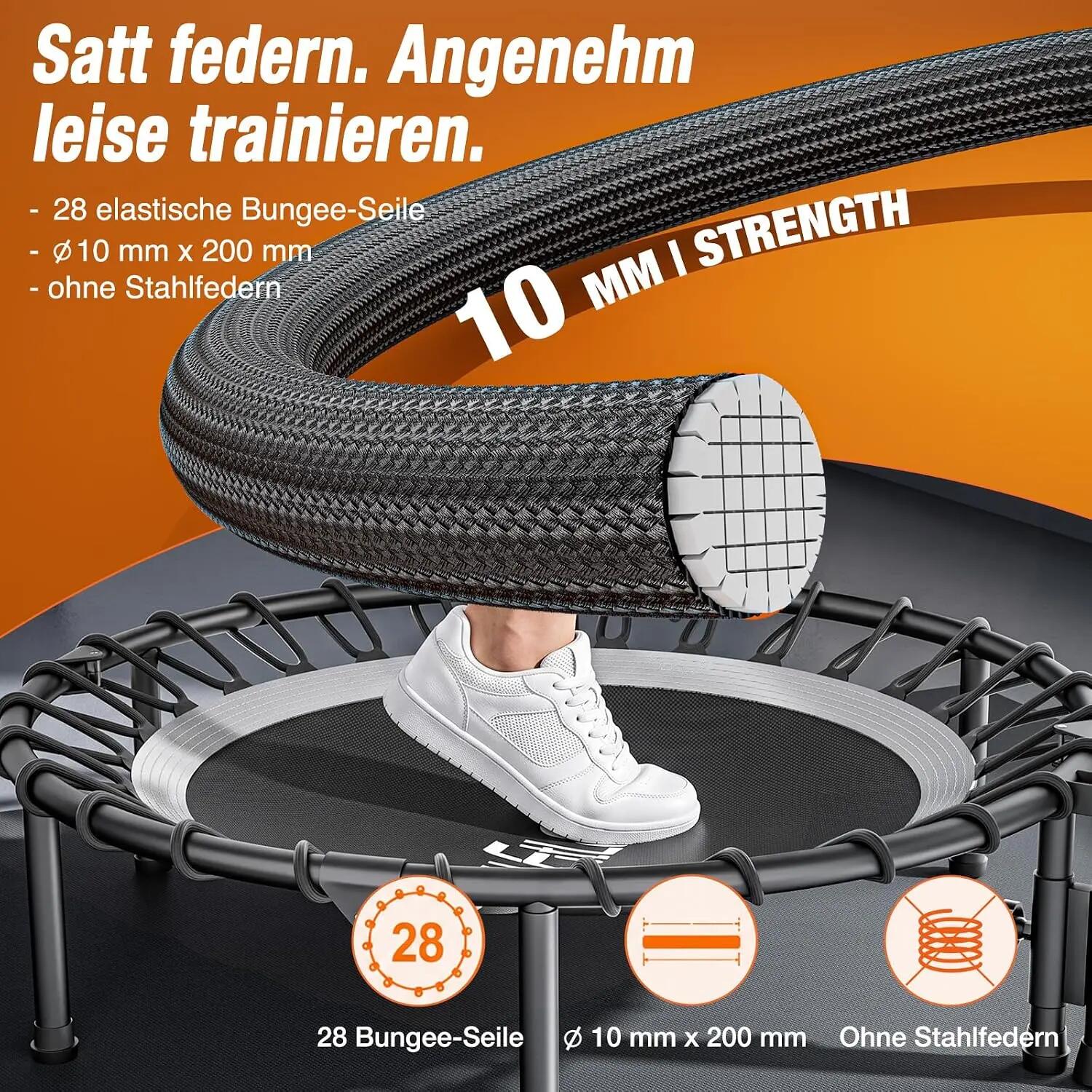 Trampoline Fitness Pliable avec Barre Réglable Ø102cm 450kg – Pro 2026 3/9