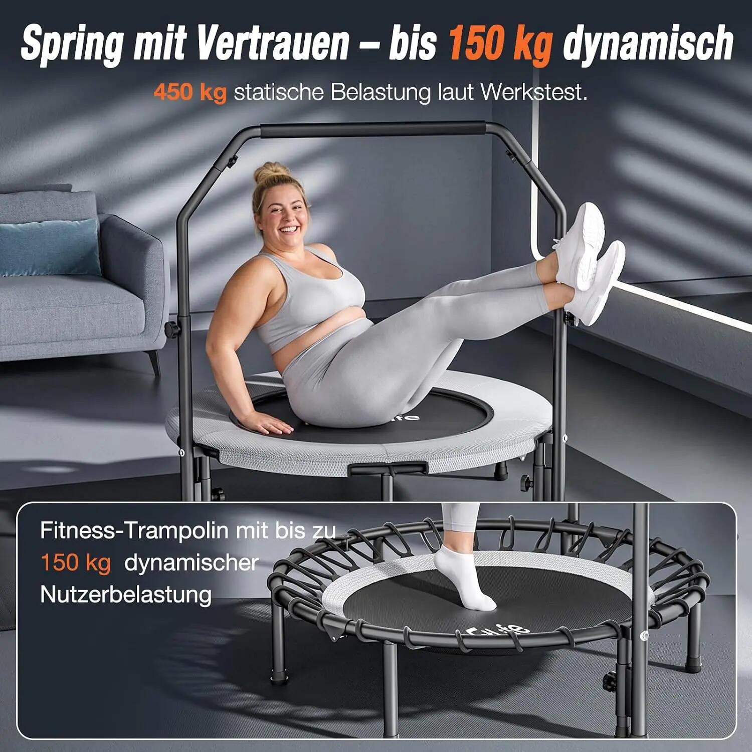 Trampoline Fitness Pliable avec Barre Réglable Ø102cm 450kg – Pro 2026 2/9