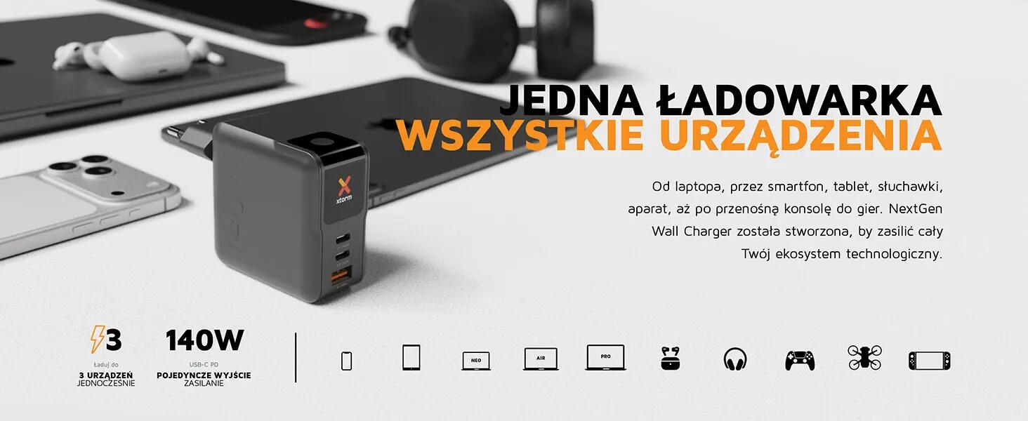 XTORM Ładowarka sieciowea NextGen 140W czarna 8/10