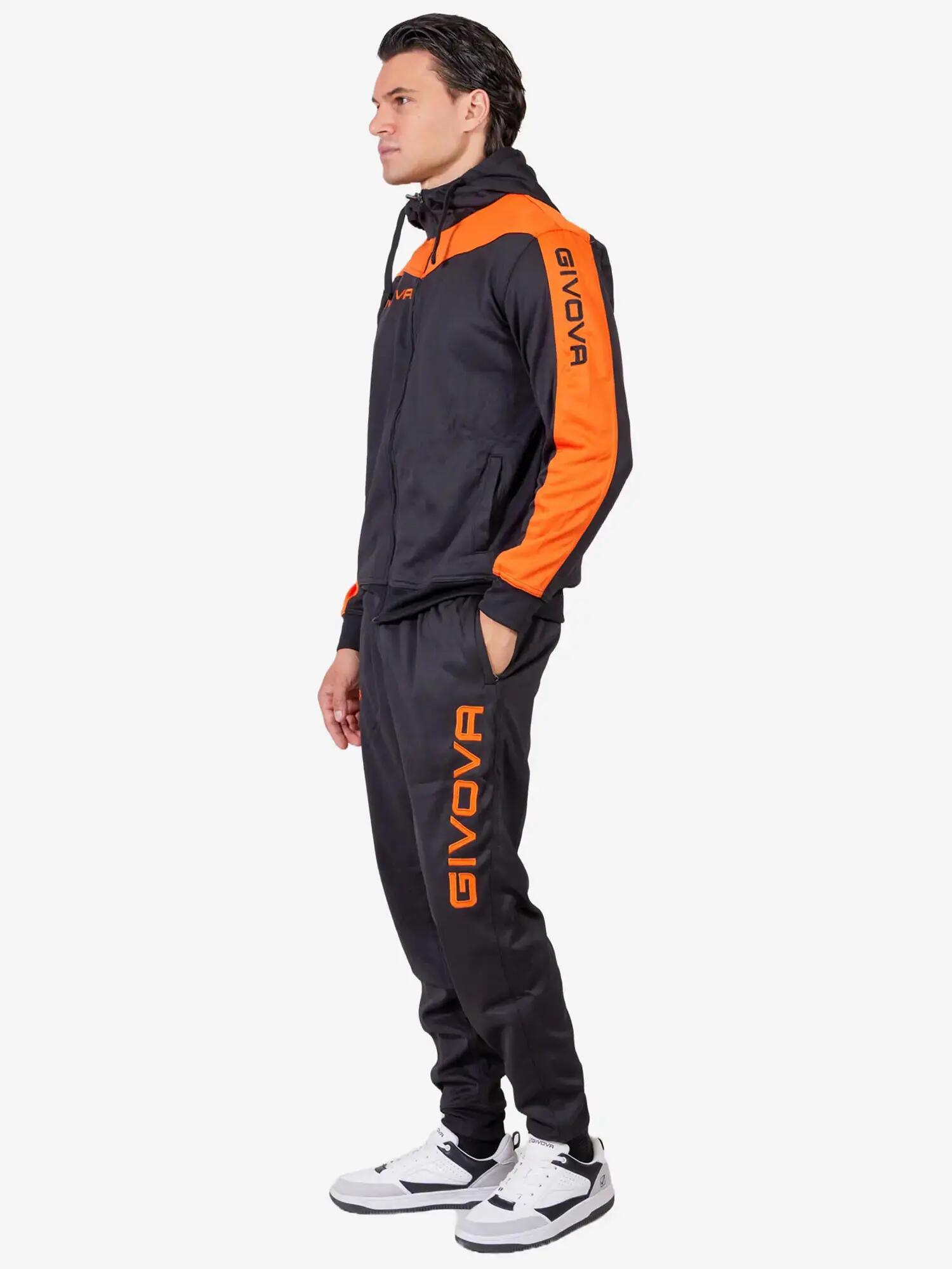 TUTA complete uomo ( acetato-poliestere) givova nero/arancio 3/4