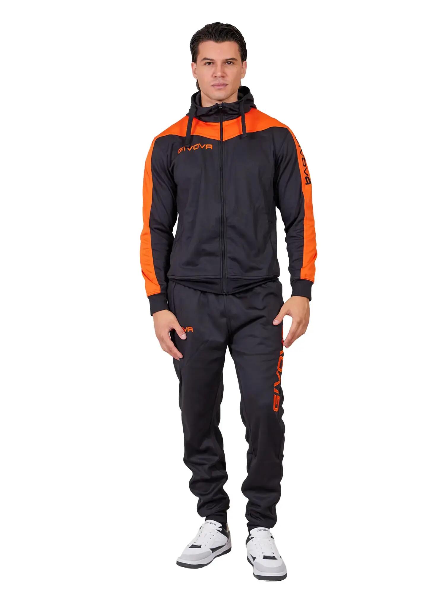 TUTA complete uomo ( acetato-poliestere) givova nero/arancio 2/4