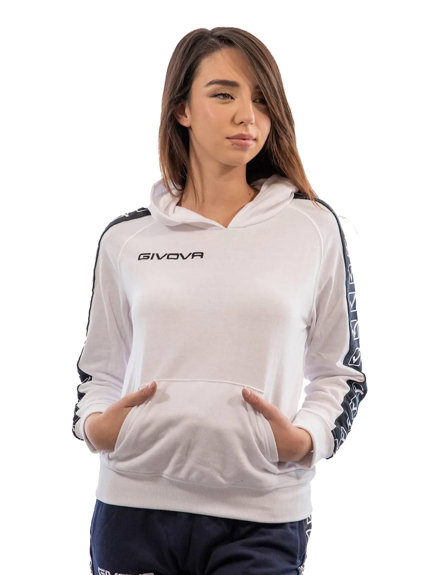 Felpa con cappuccio full zip uomo ( fleece) givova bianco 2/4