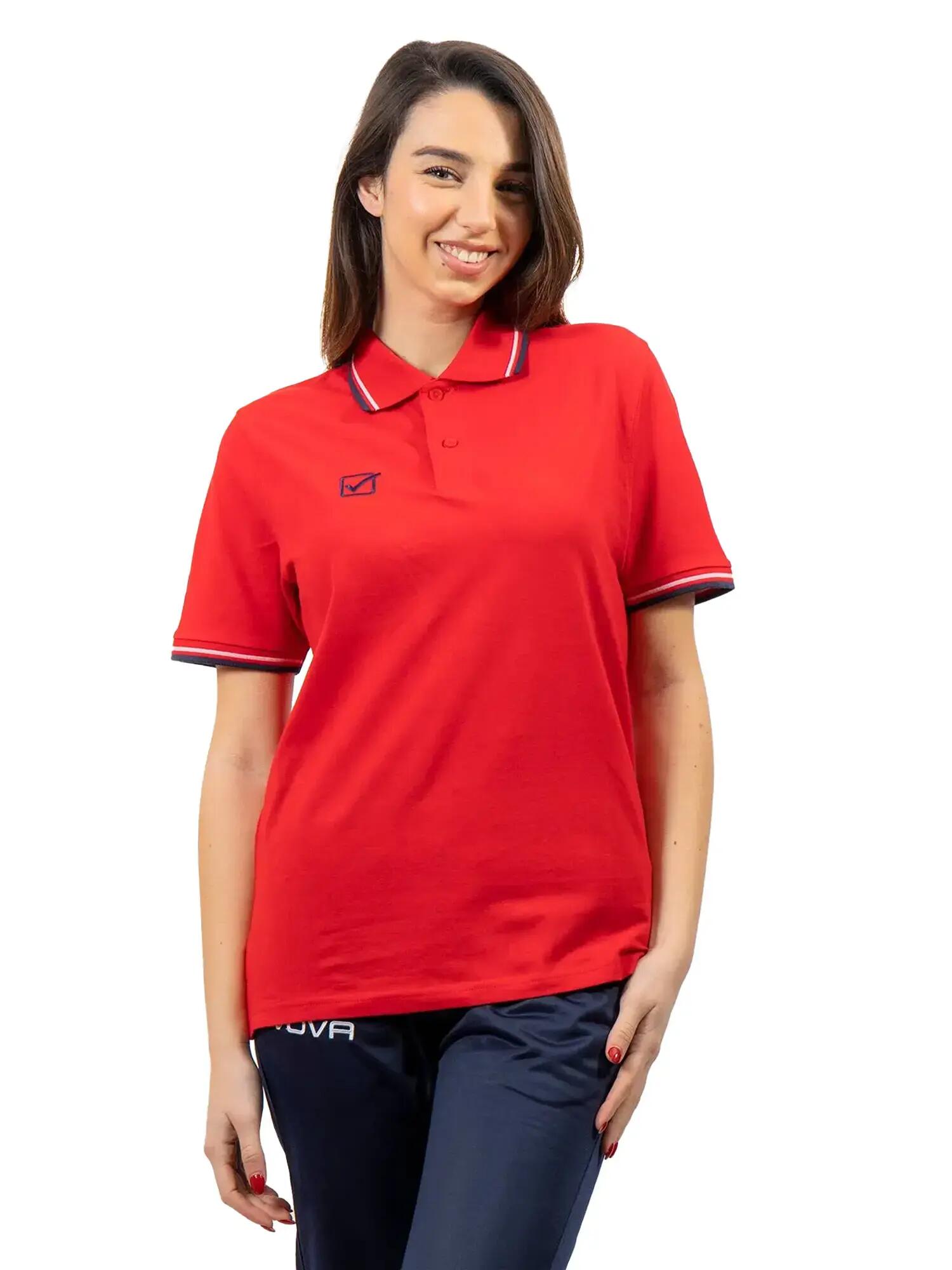 Polo donna givova rosso/blu 2/5