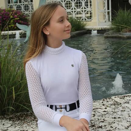 Polo d'équitation de concours manches longues fille Cavalliera Luxe