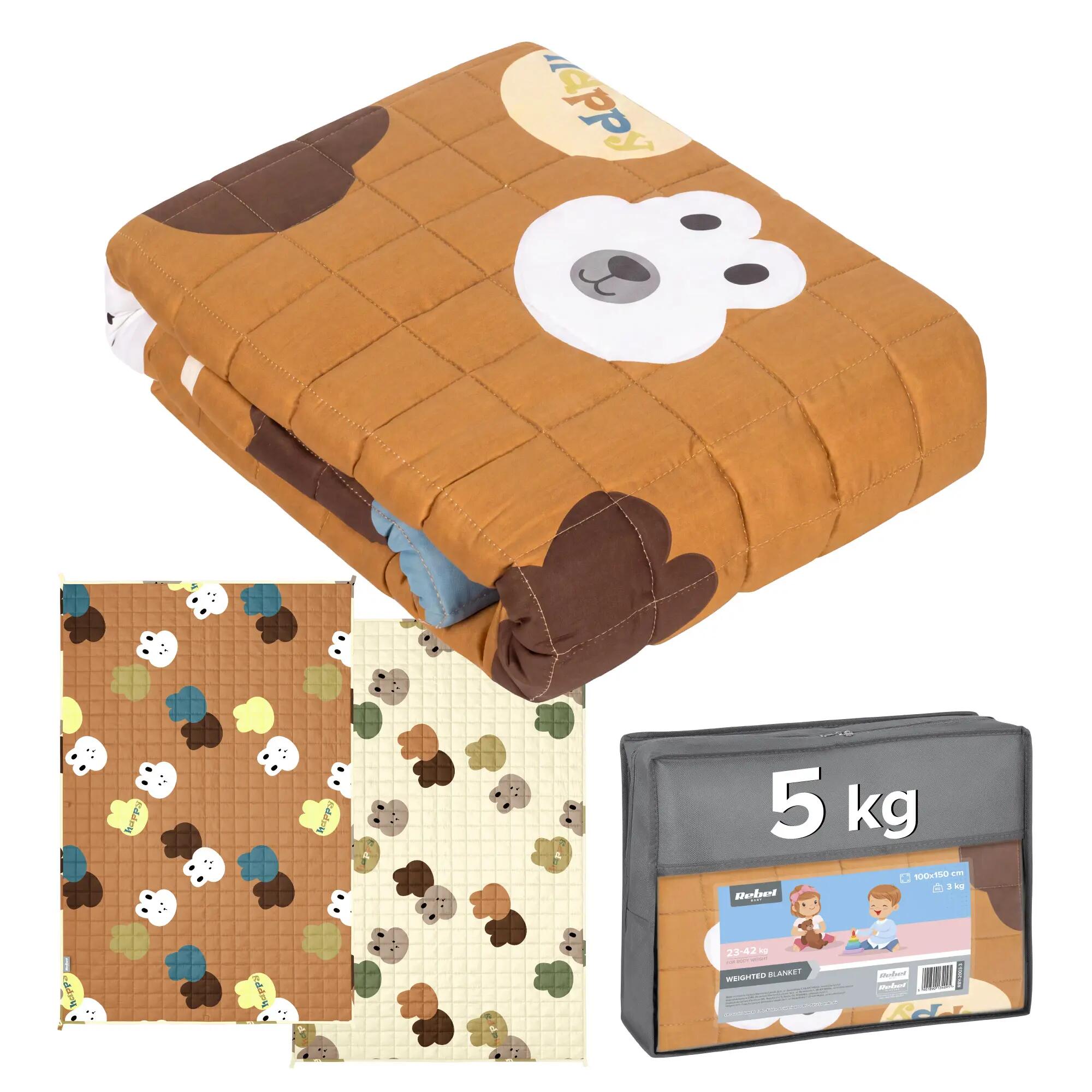 Kołdra obciążeniowa PREMIUM bawełna koc sensoryczny dla dzieci 100x150 5kg 1/7