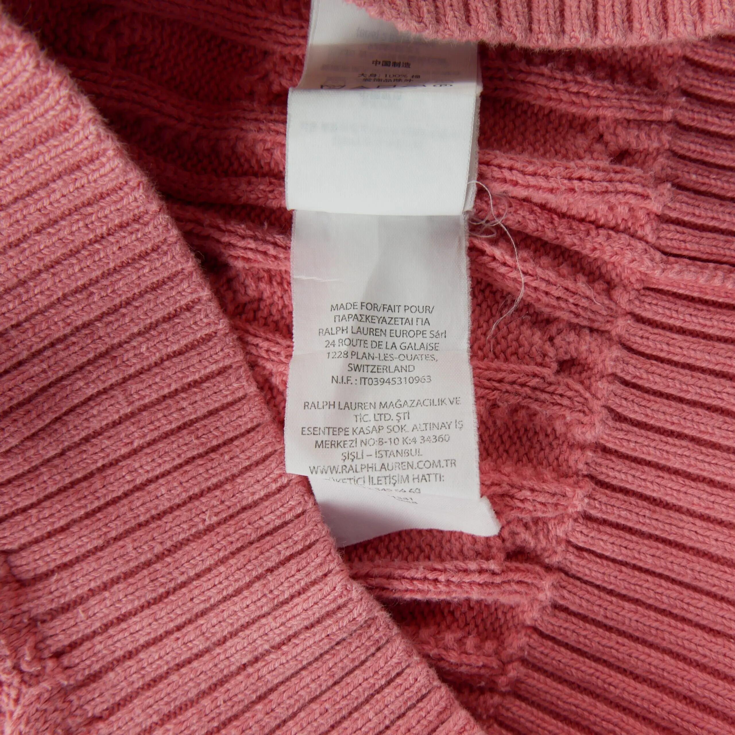 Tweedehands - Meisjes kabelgebreide trui roze - Als nieuw 7/8