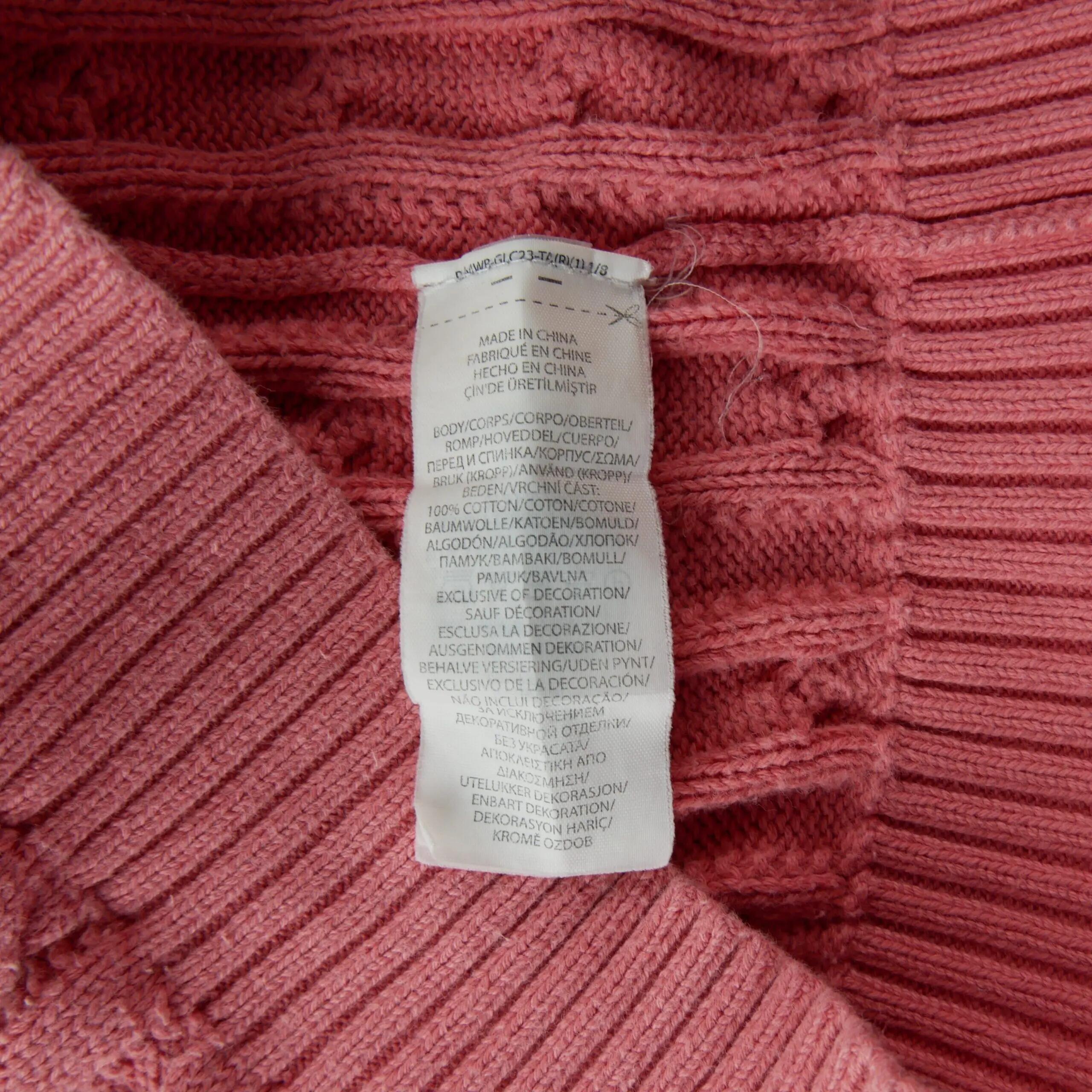 Tweedehands - Meisjes kabelgebreide trui roze - Als nieuw 6/8