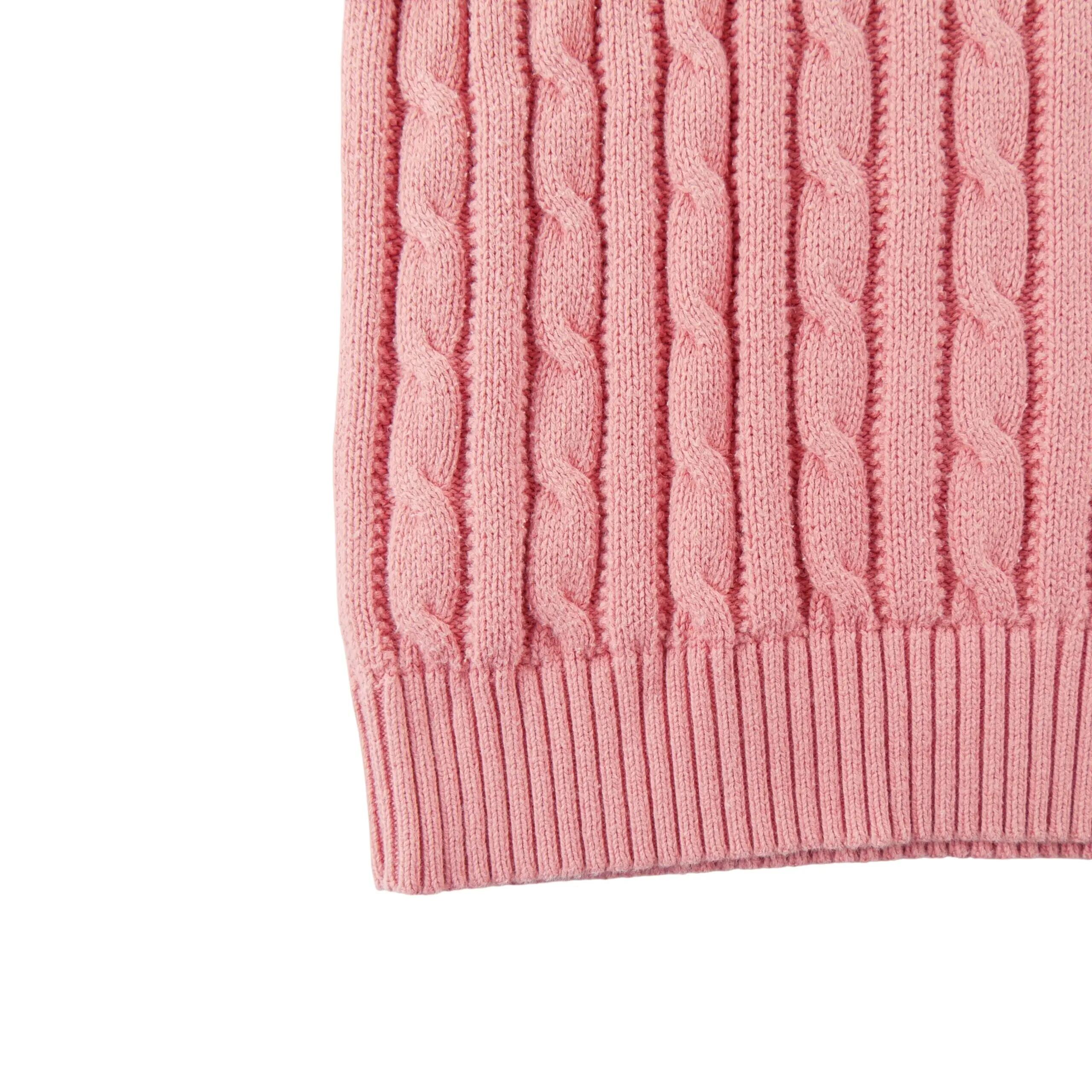Tweedehands - Meisjes kabelgebreide trui roze - Als nieuw 4/8